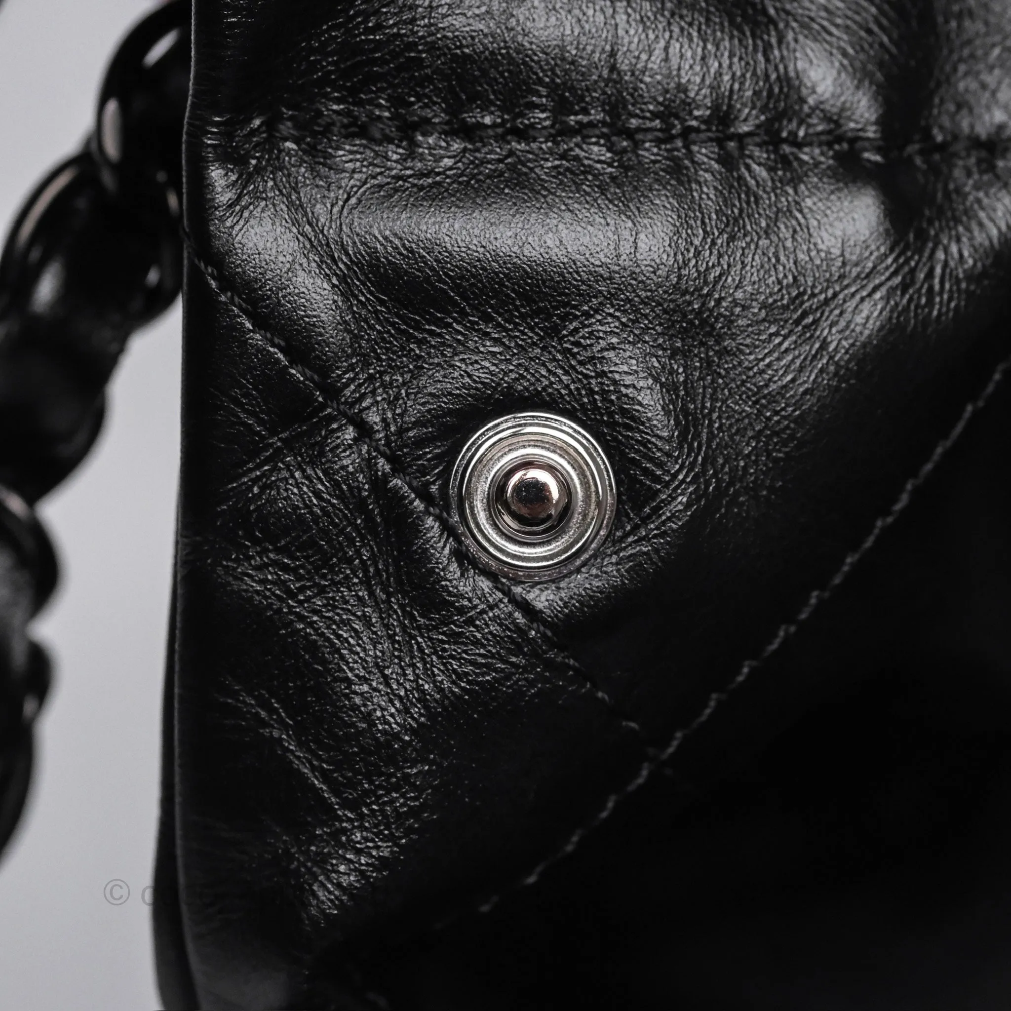 Chanel 22 Small Quilted So Black Shiny Crumpled Calfskin