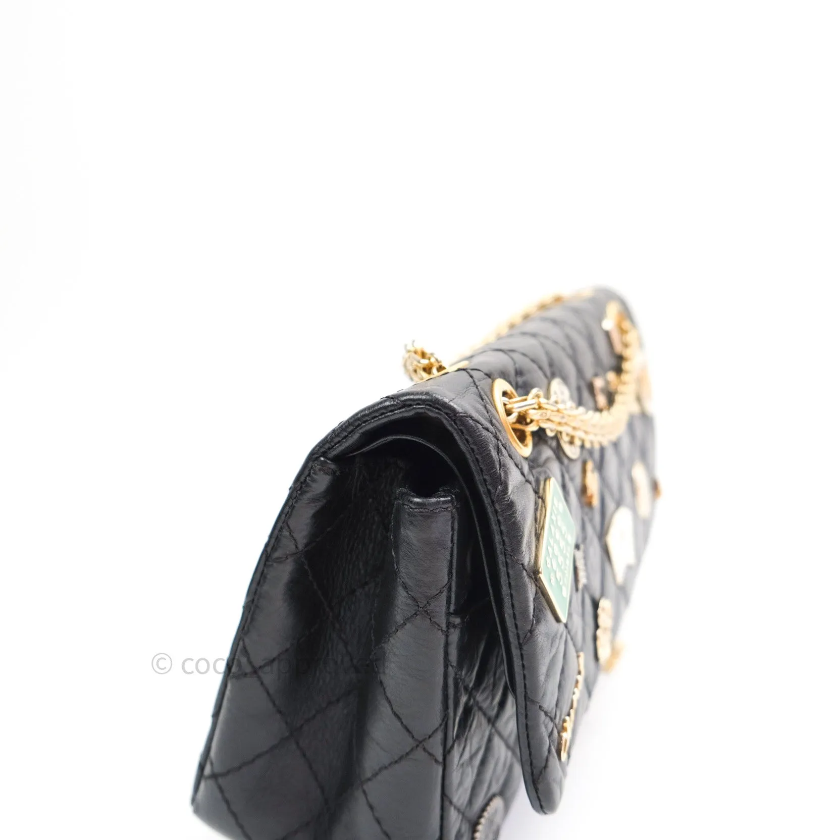 Chanel 2.55 Reissue Aged Calfskin Lucky Charms 225 Flap Black