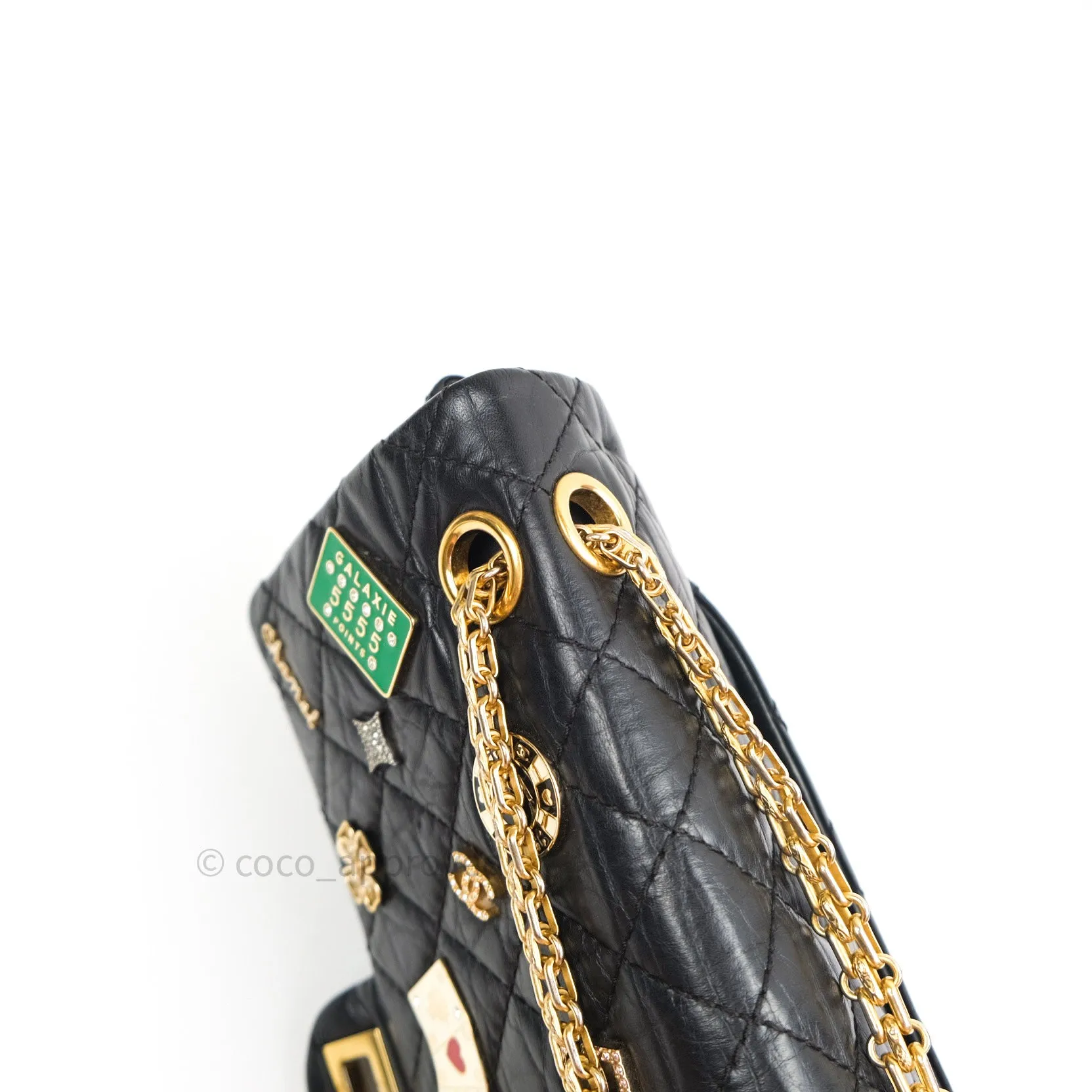 Chanel 2.55 Reissue Aged Calfskin Lucky Charms 225 Flap Black