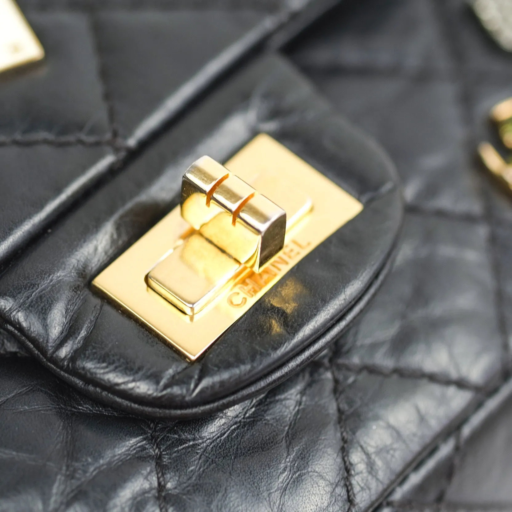 Chanel 2.55 Reissue Aged Calfskin Lucky Charms 225 Flap Black