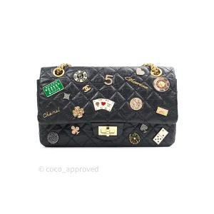Chanel 2.55 Reissue Aged Calfskin Lucky Charms 225 Flap Black