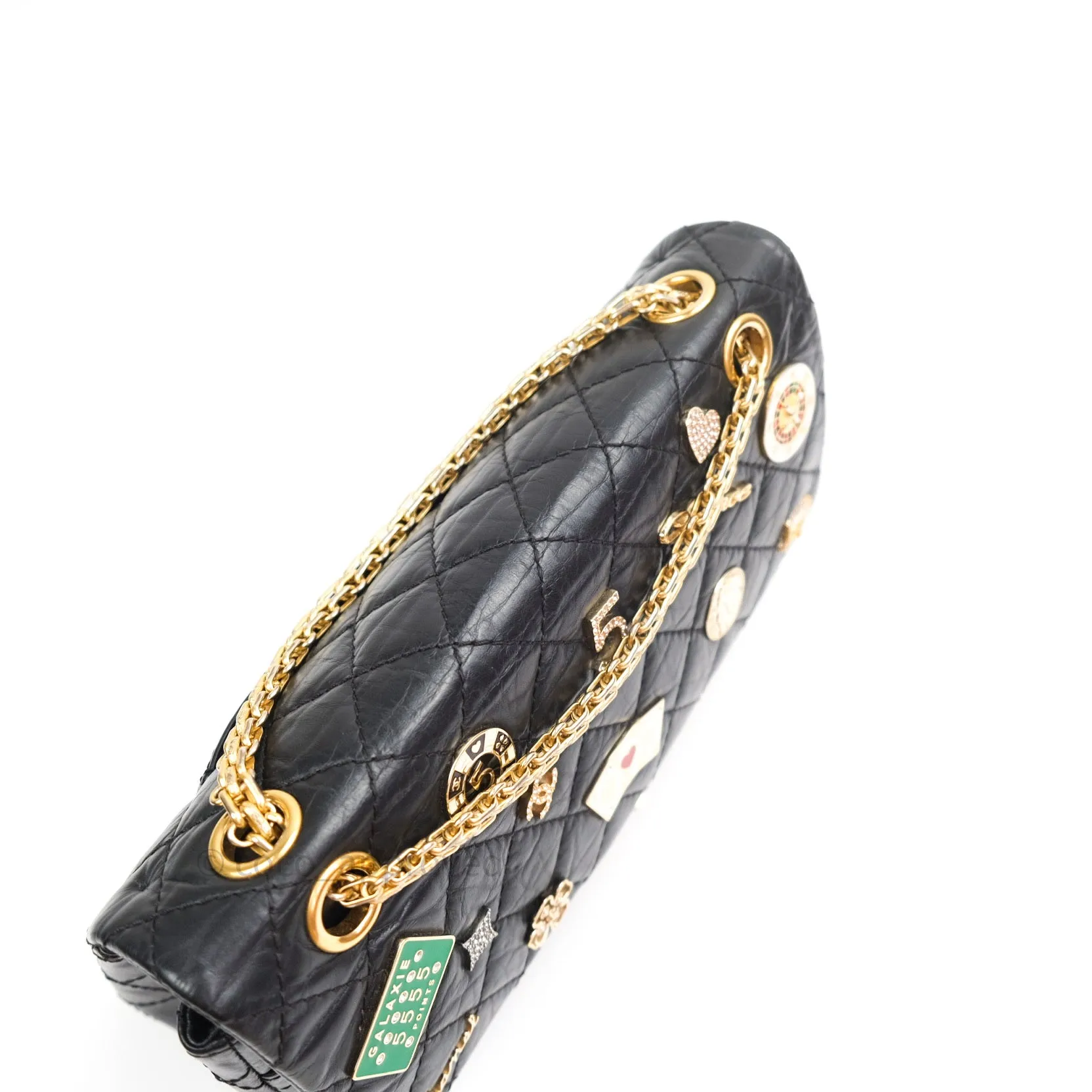Chanel 2.55 Reissue Aged Calfskin Lucky Charms 225 Flap Black