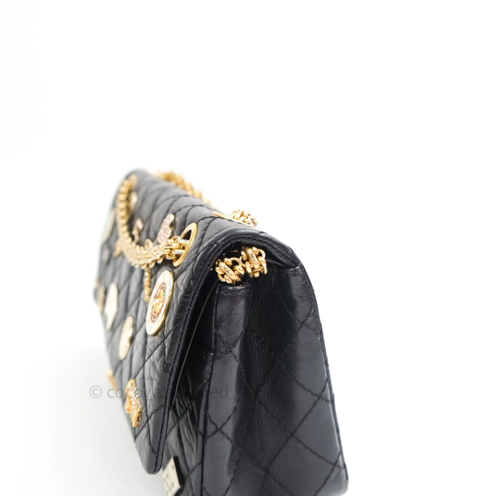 Chanel 2.55 Reissue Aged Calfskin Lucky Charms 225 Flap Black