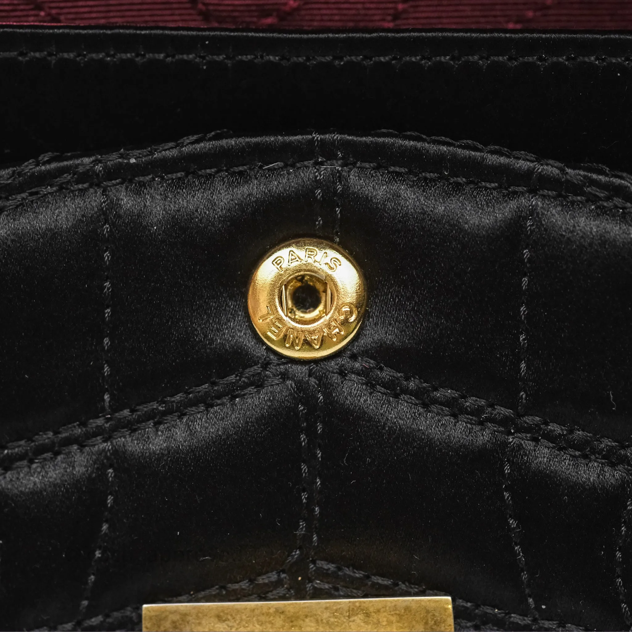 Chanel 2.55 Reissue East West Double Flap Black Satin Croc Aged Gold Hardware