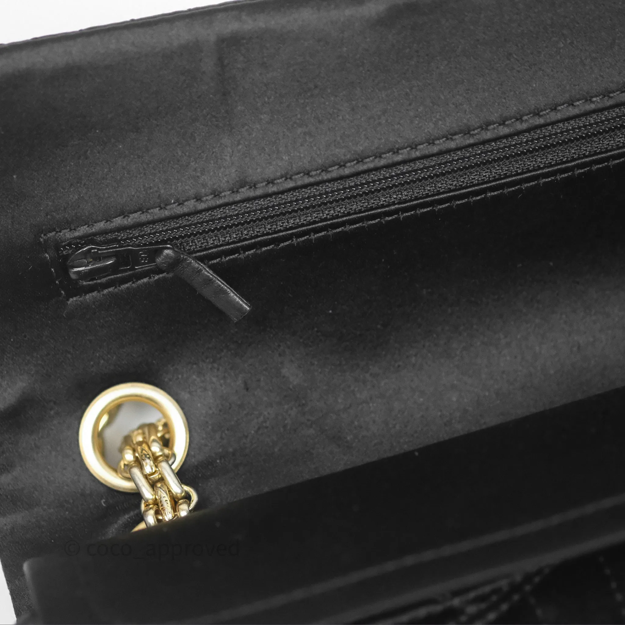 Chanel 2.55 Reissue East West Double Flap Black Satin Croc Aged Gold Hardware