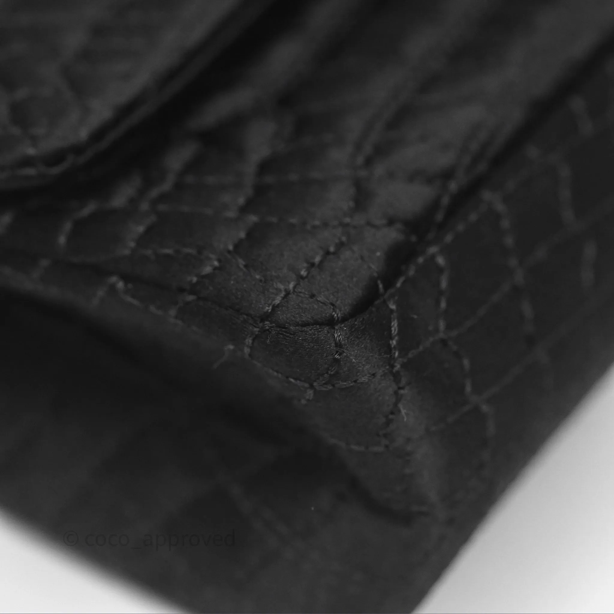 Chanel 2.55 Reissue East West Double Flap Black Satin Croc Aged Gold Hardware