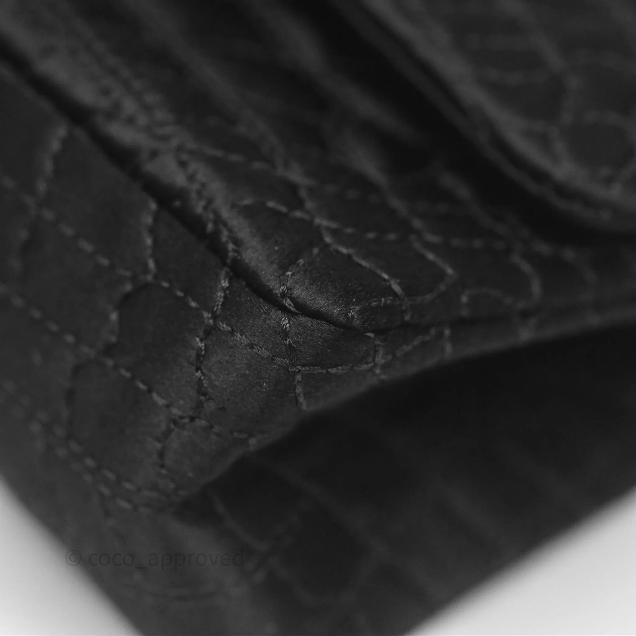 Chanel 2.55 Reissue East West Double Flap Black Satin Croc Aged Gold Hardware