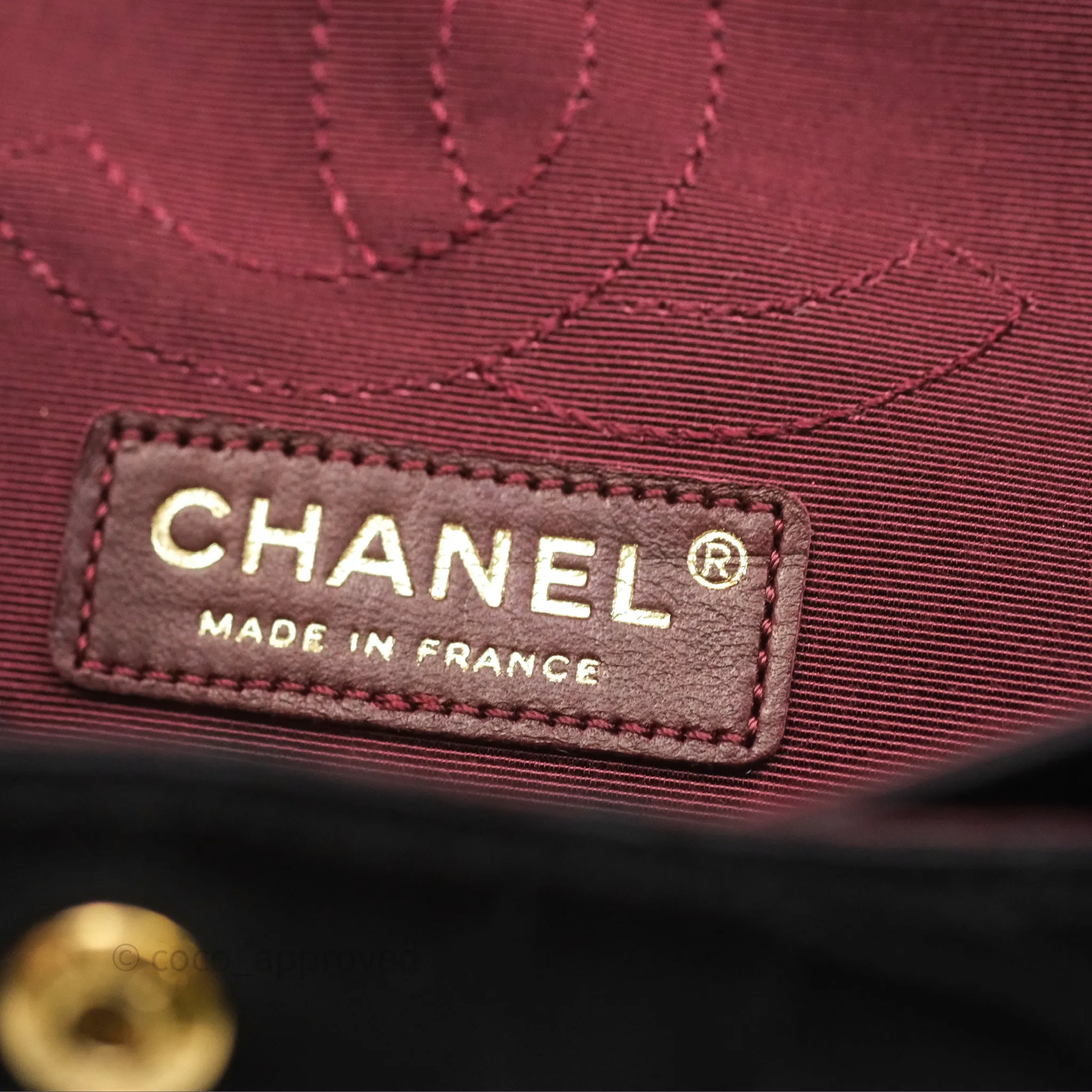 Chanel 2.55 Reissue East West Double Flap Black Satin Croc Aged Gold Hardware