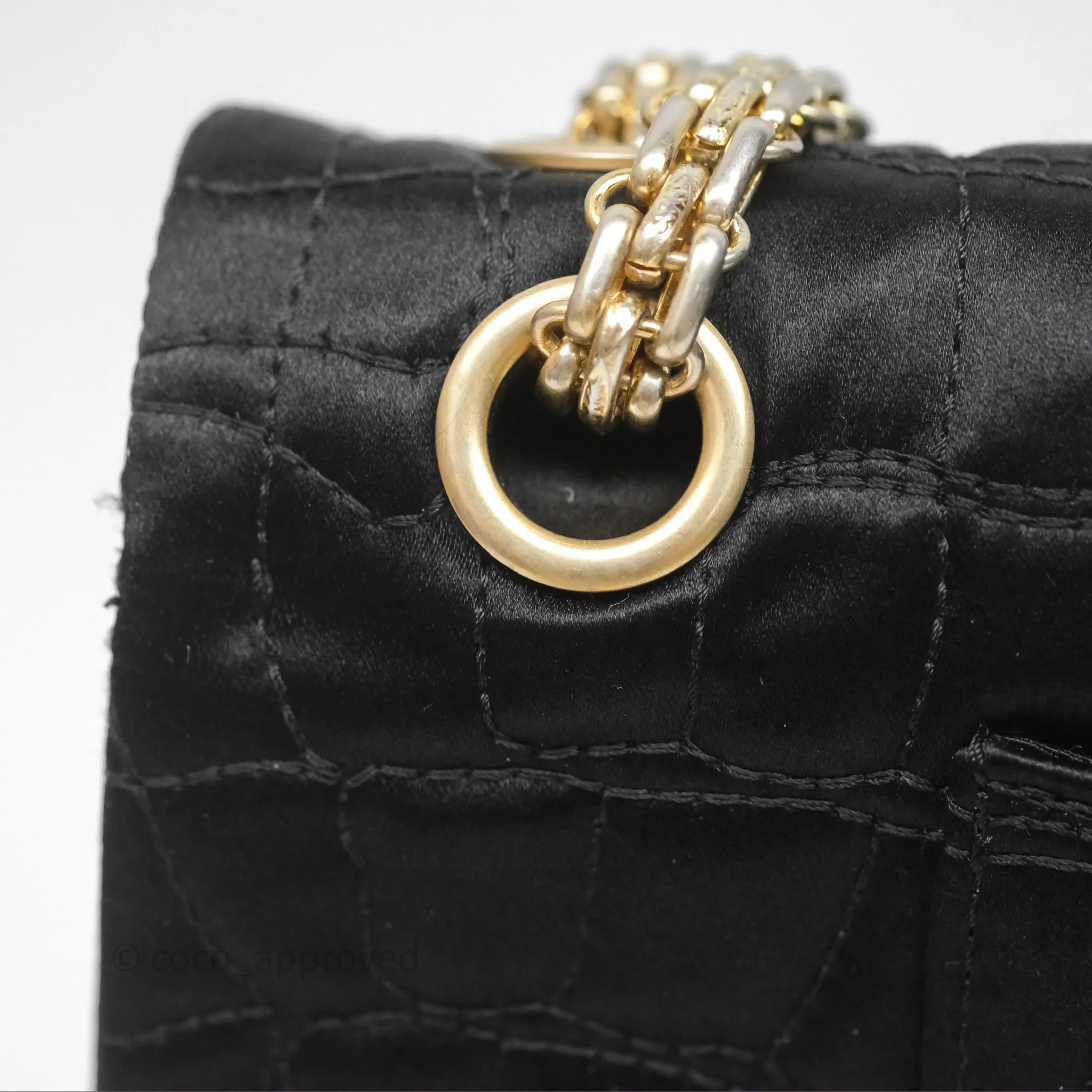 Chanel 2.55 Reissue East West Double Flap Black Satin Croc Aged Gold Hardware