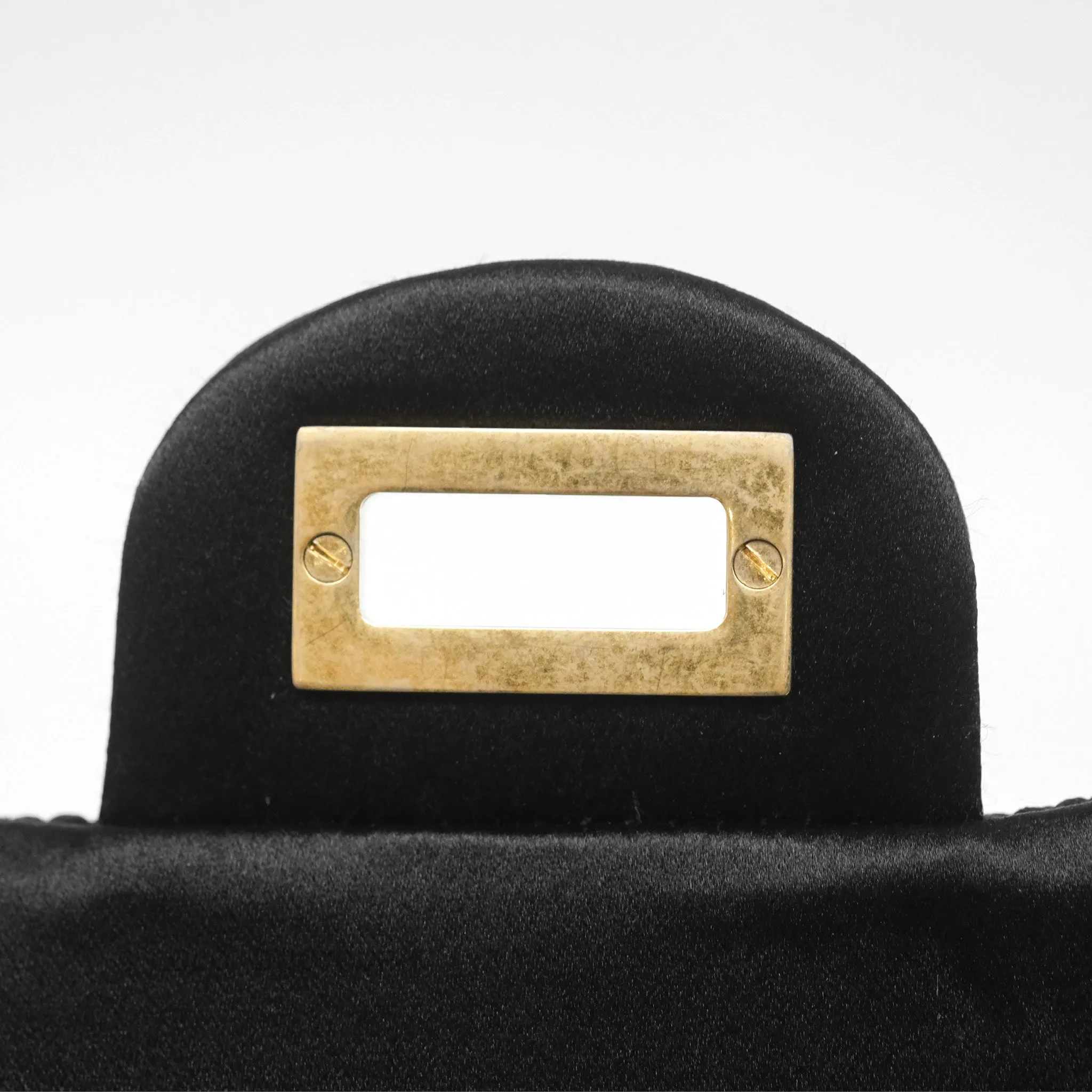 Chanel 2.55 Reissue East West Double Flap Black Satin Croc Aged Gold Hardware
