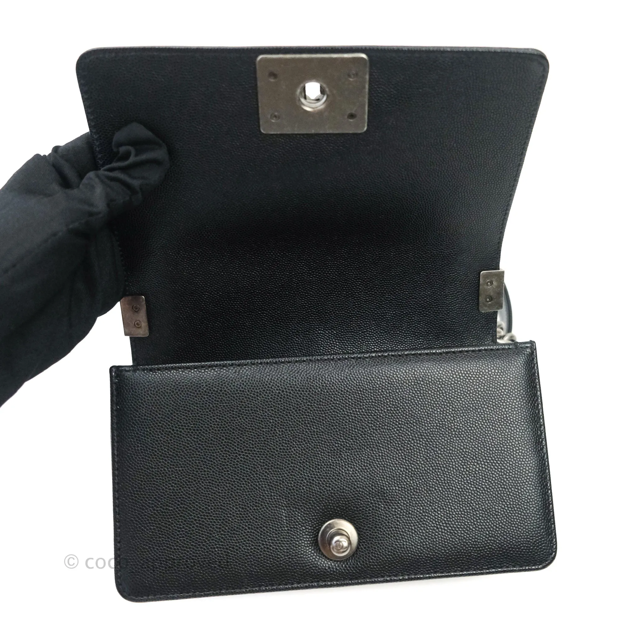 Chanel Boy Small Black Caviat Ruthenium Hardware
