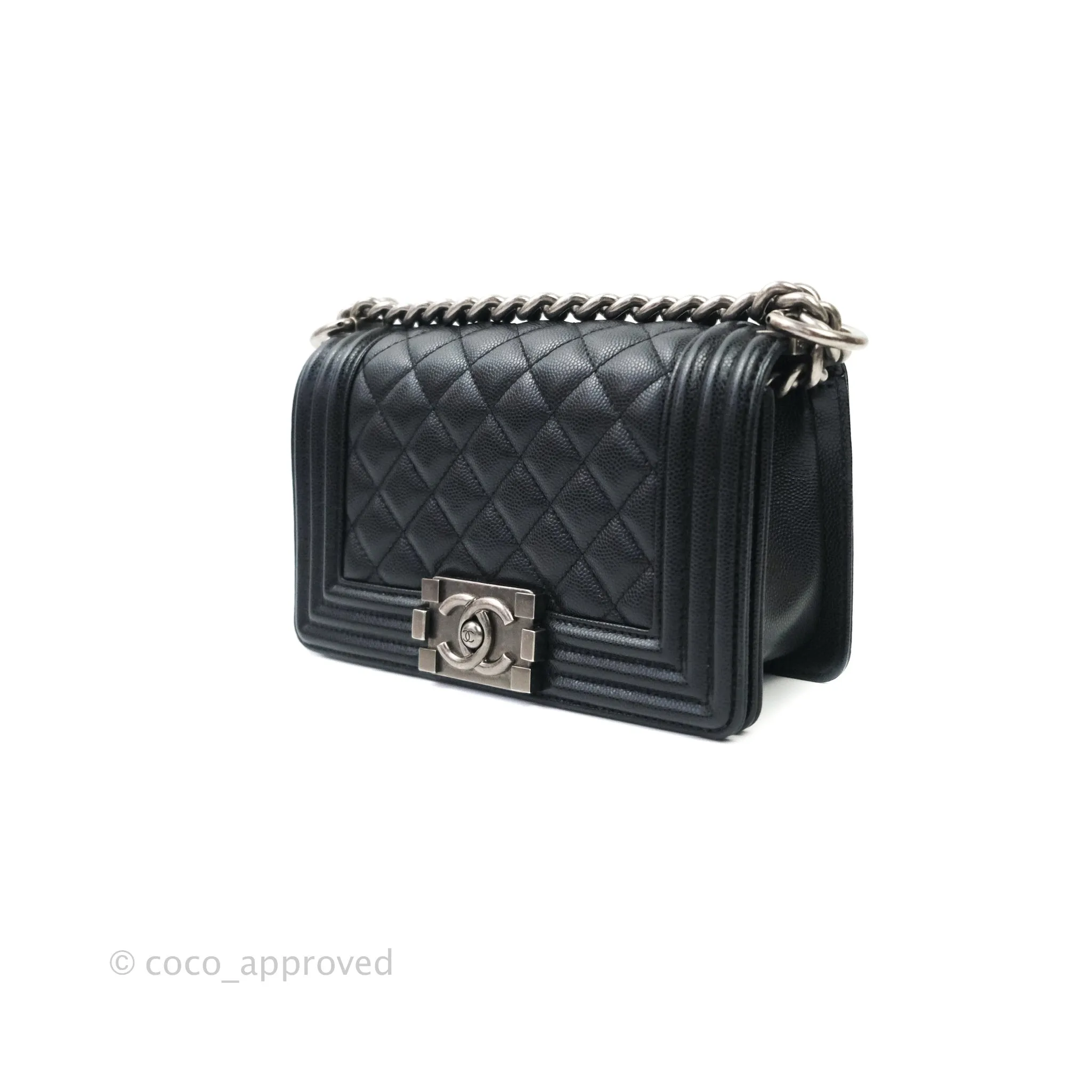 Chanel Boy Small Black Caviat Ruthenium Hardware