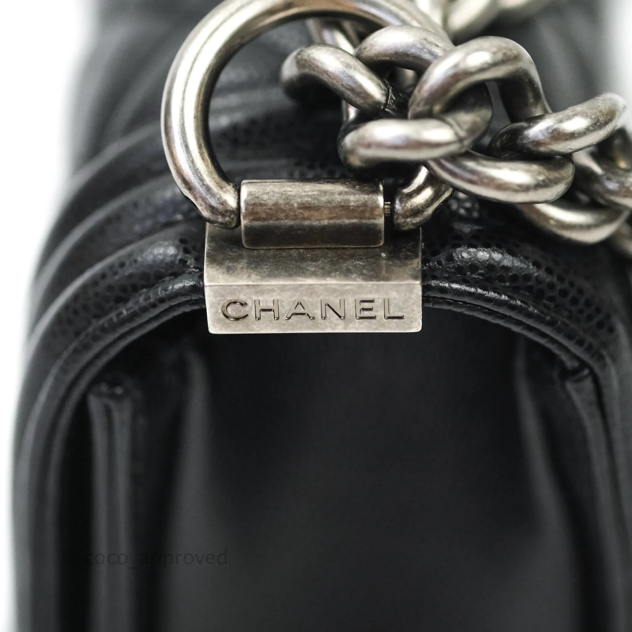 Chanel Boy Small Black Caviat Ruthenium Hardware