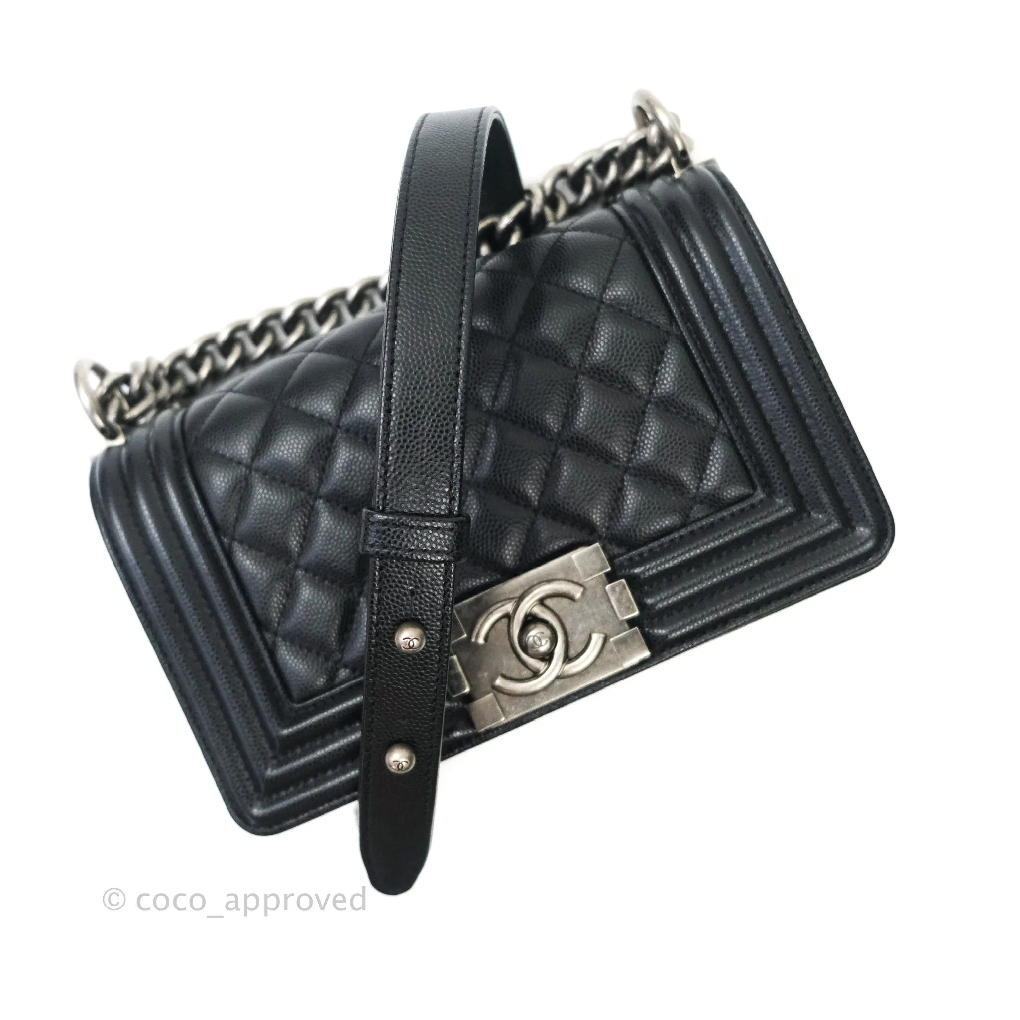 Chanel Boy Small Black Caviat Ruthenium Hardware