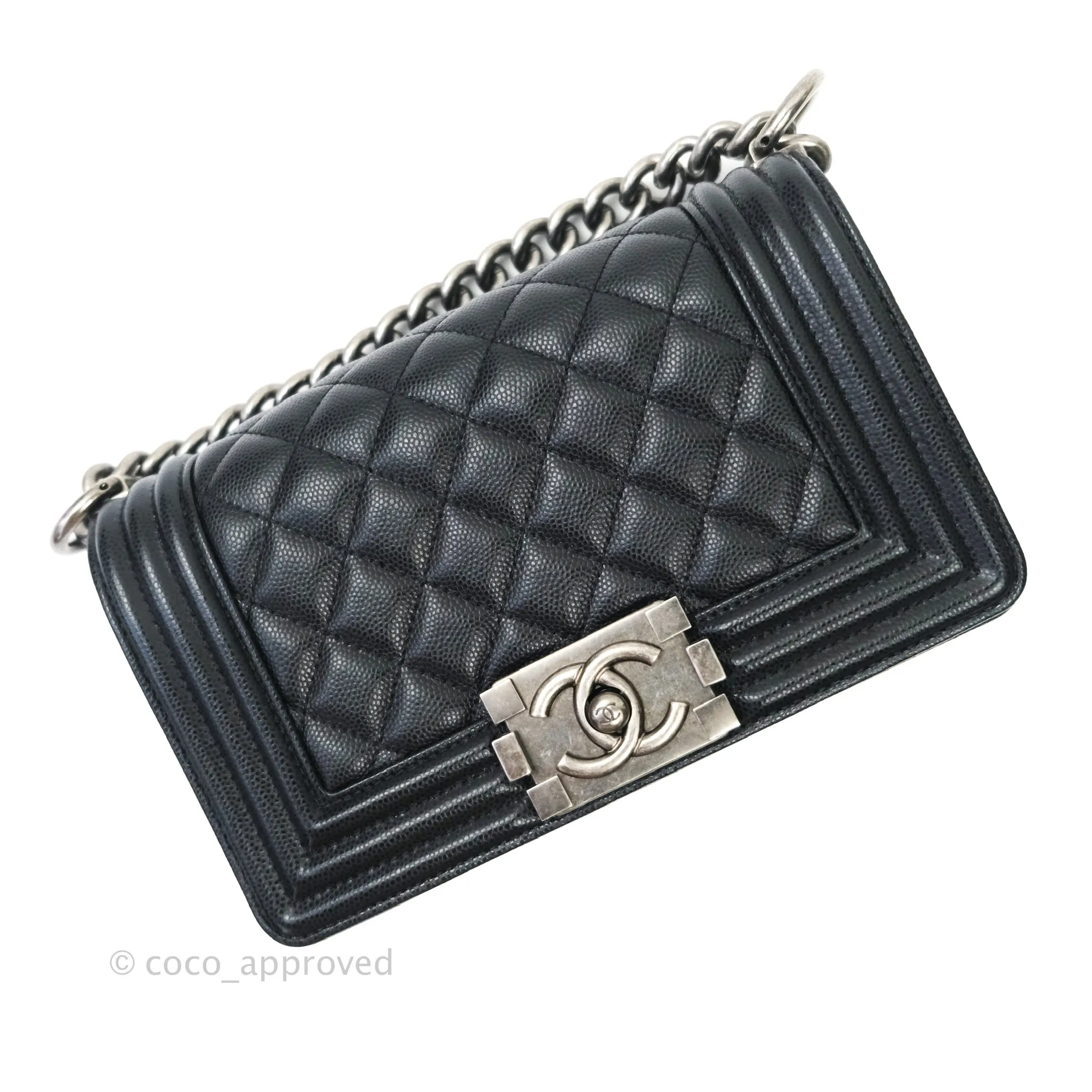 Chanel Boy Small Black Caviat Ruthenium Hardware
