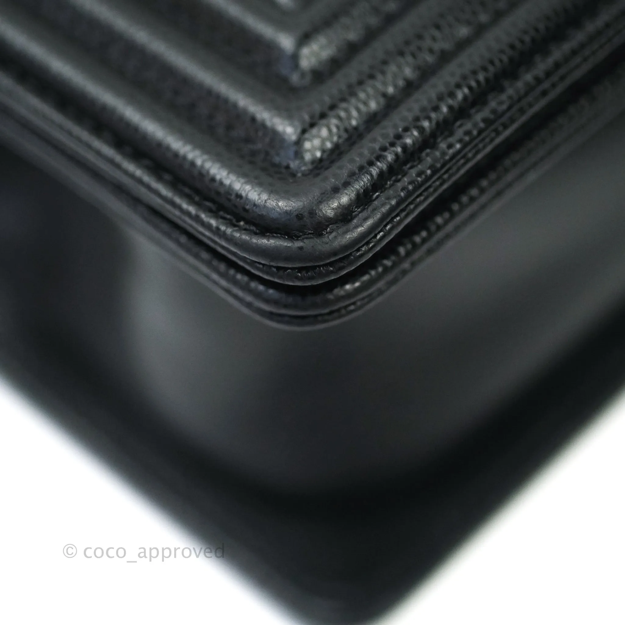 Chanel Boy Small Black Caviat Ruthenium Hardware