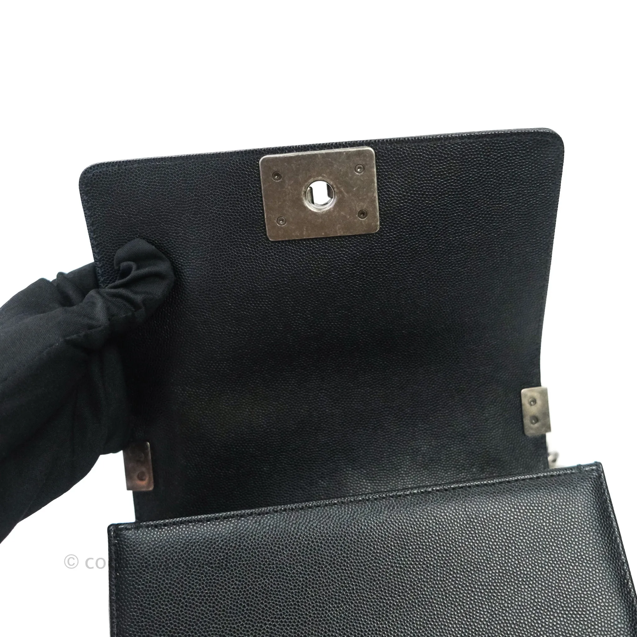 Chanel Boy Small Black Caviat Ruthenium Hardware