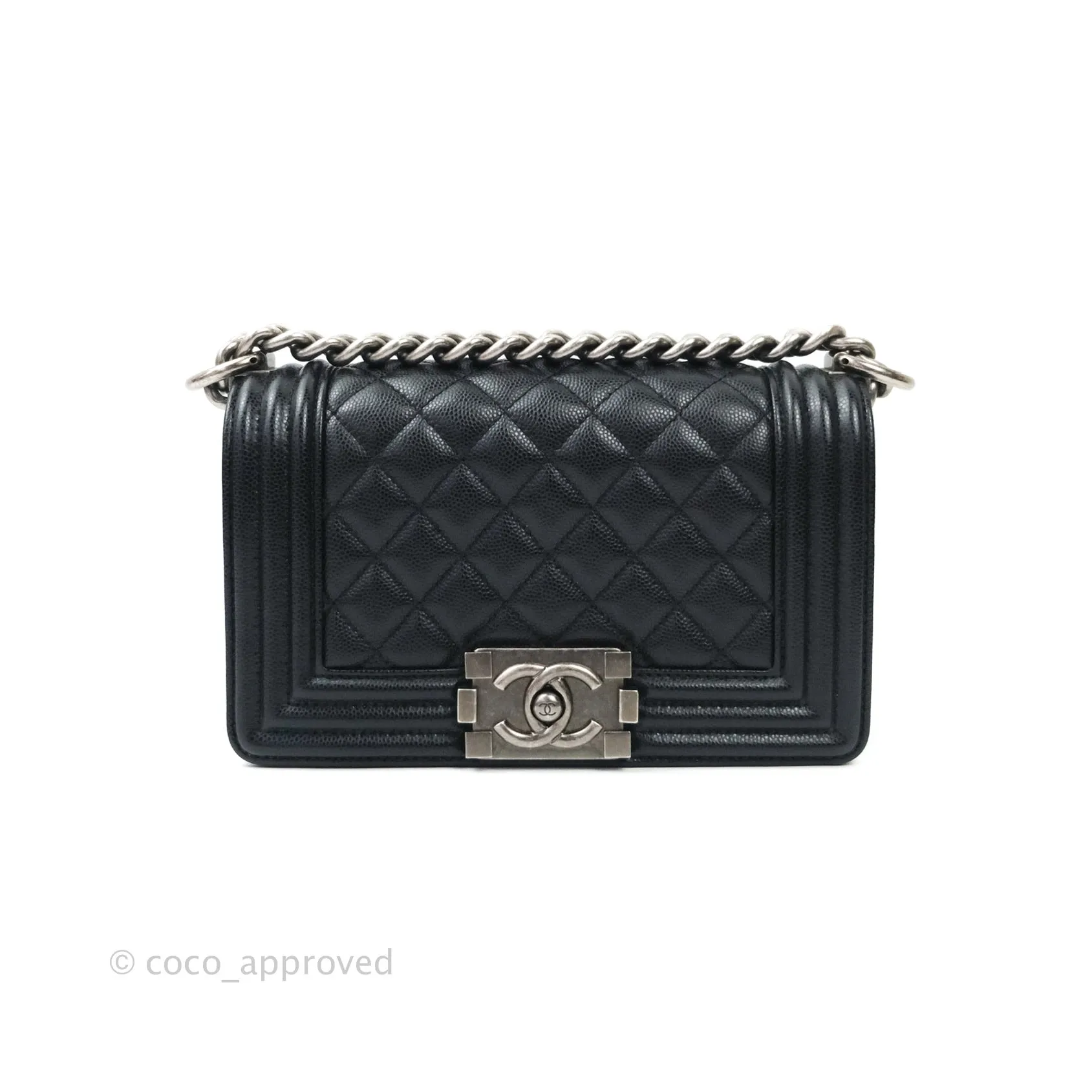 Chanel Boy Small Black Caviat Ruthenium Hardware