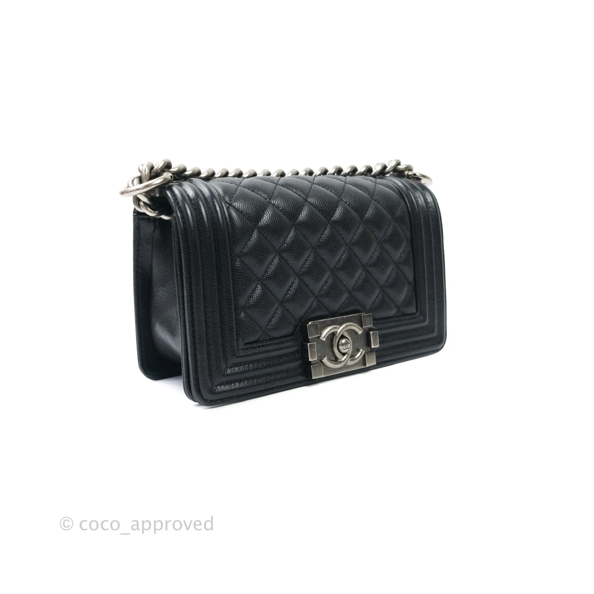 Chanel Boy Small Black Caviat Ruthenium Hardware