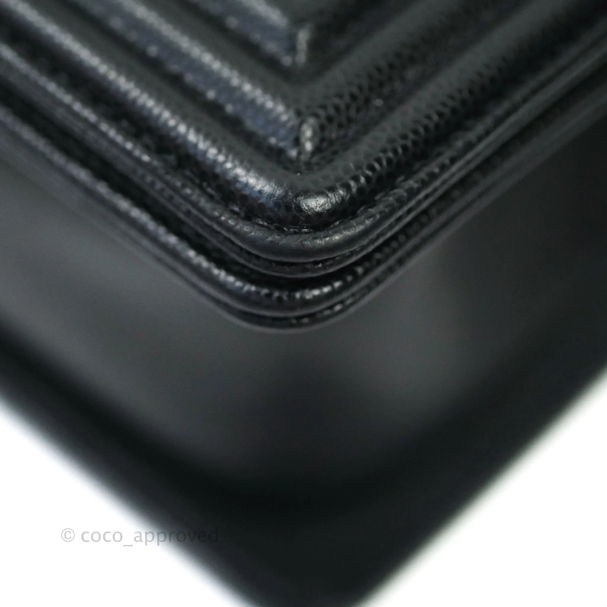 Chanel Boy Small Black Caviat Ruthenium Hardware