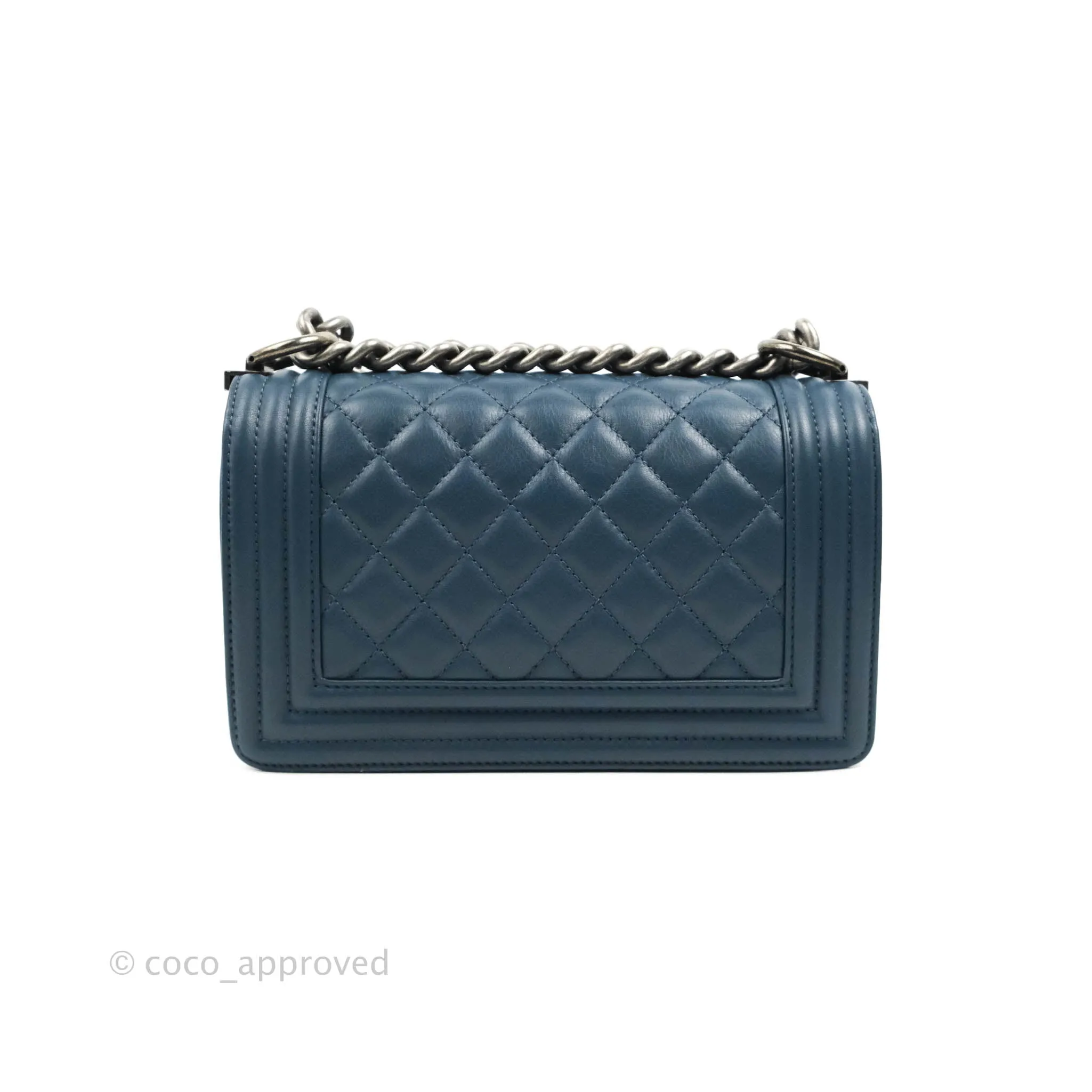 Chanel Boy Small Navy Calfskin Ruthenium Hardware