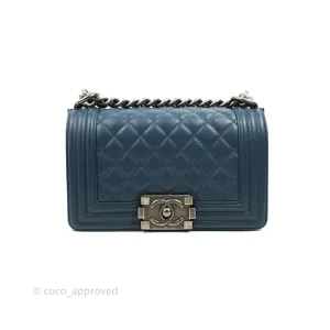 Chanel Boy Small Navy Calfskin Ruthenium Hardware