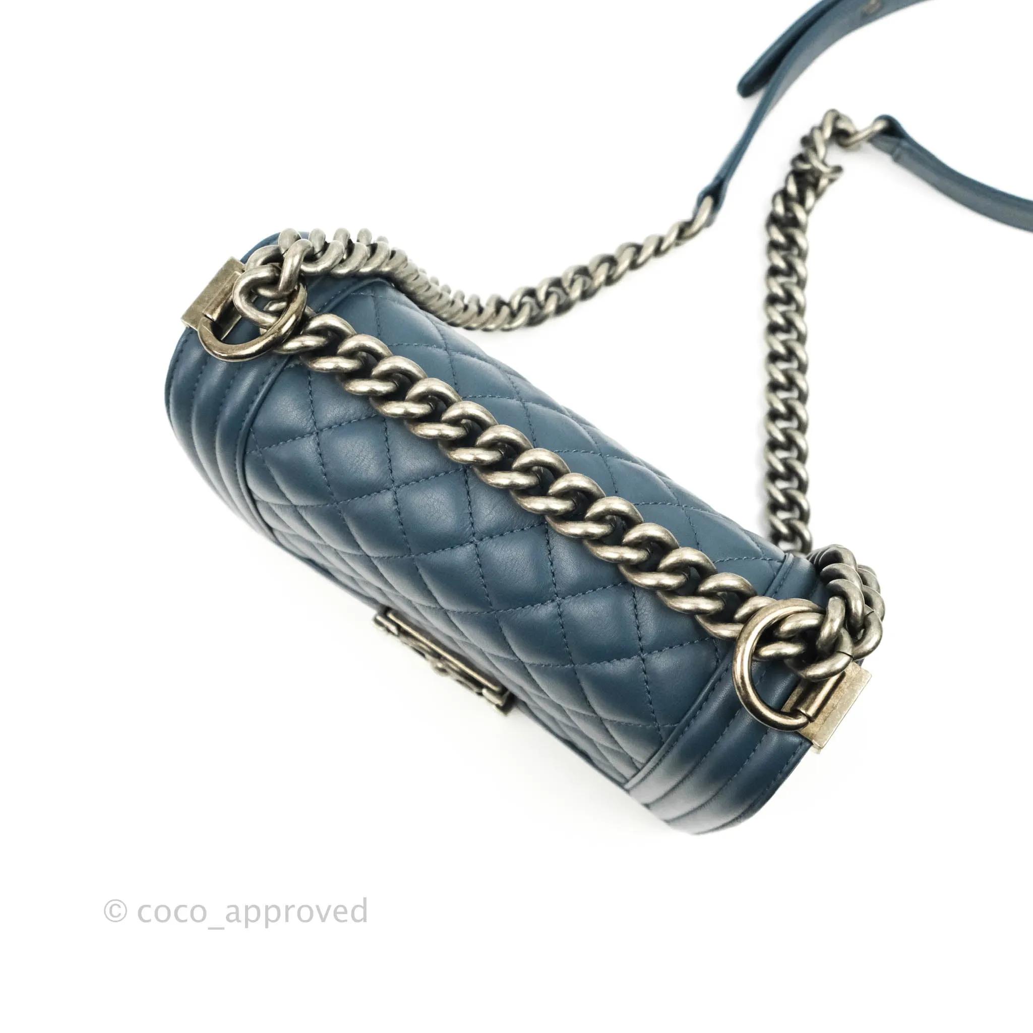 Chanel Boy Small Navy Calfskin Ruthenium Hardware