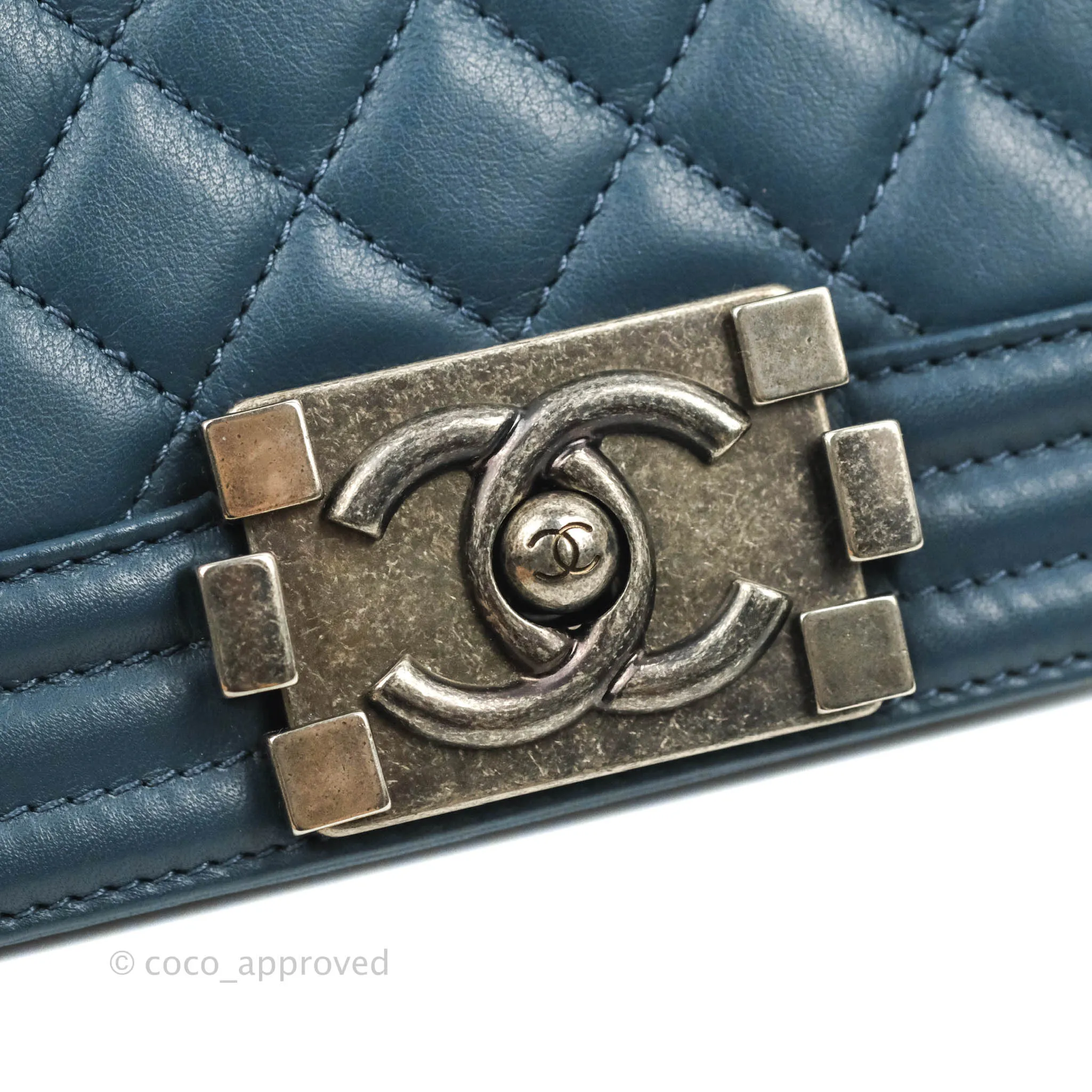 Chanel Boy Small Navy Calfskin Ruthenium Hardware