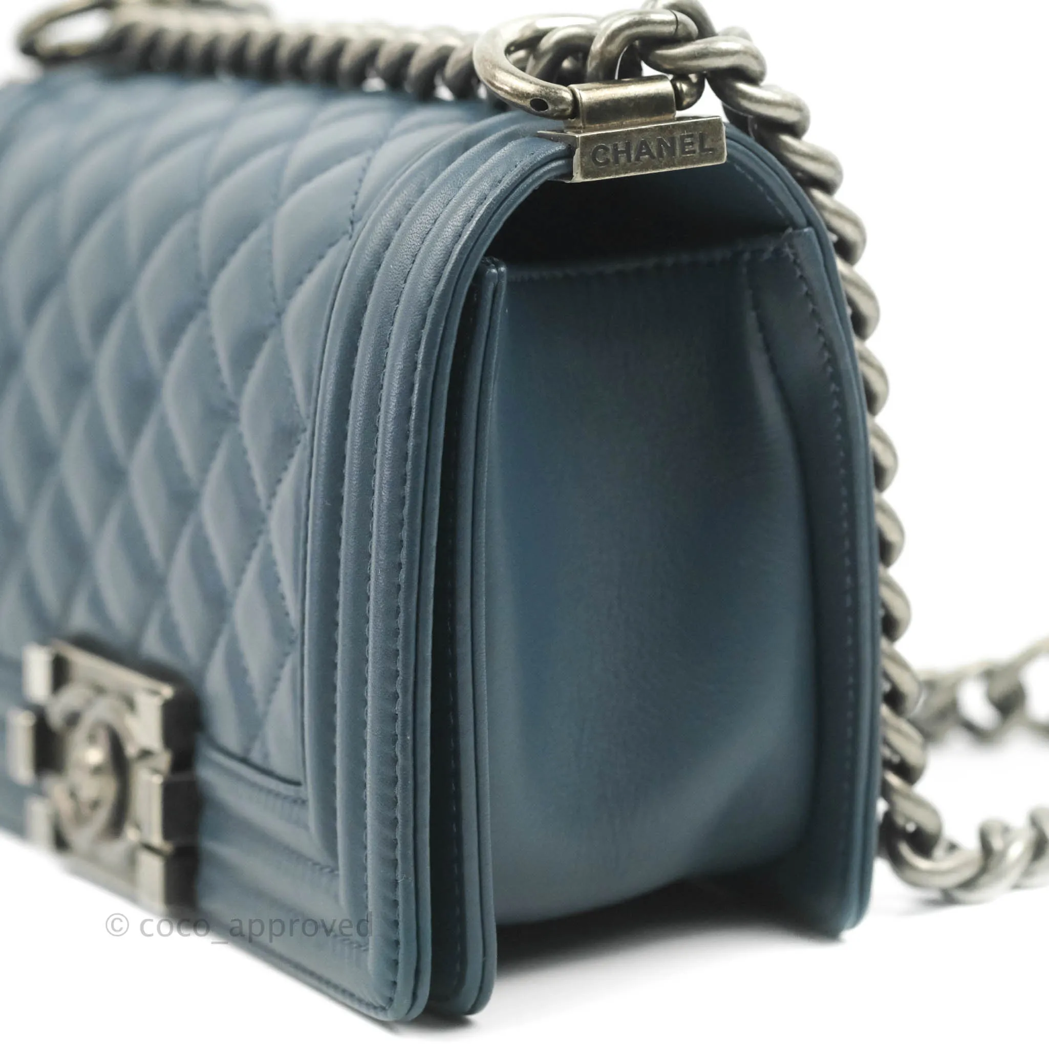 Chanel Boy Small Navy Calfskin Ruthenium Hardware