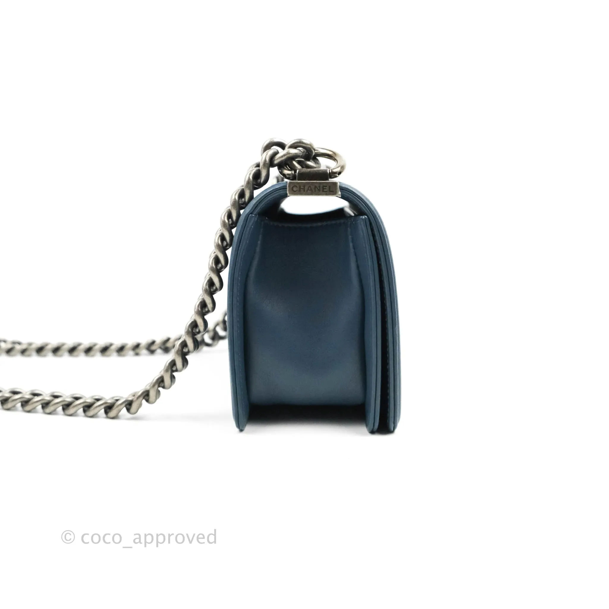 Chanel Boy Small Navy Calfskin Ruthenium Hardware