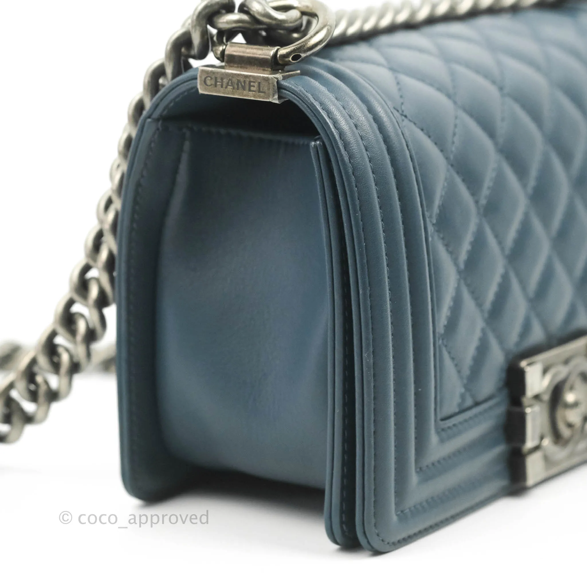 Chanel Boy Small Navy Calfskin Ruthenium Hardware