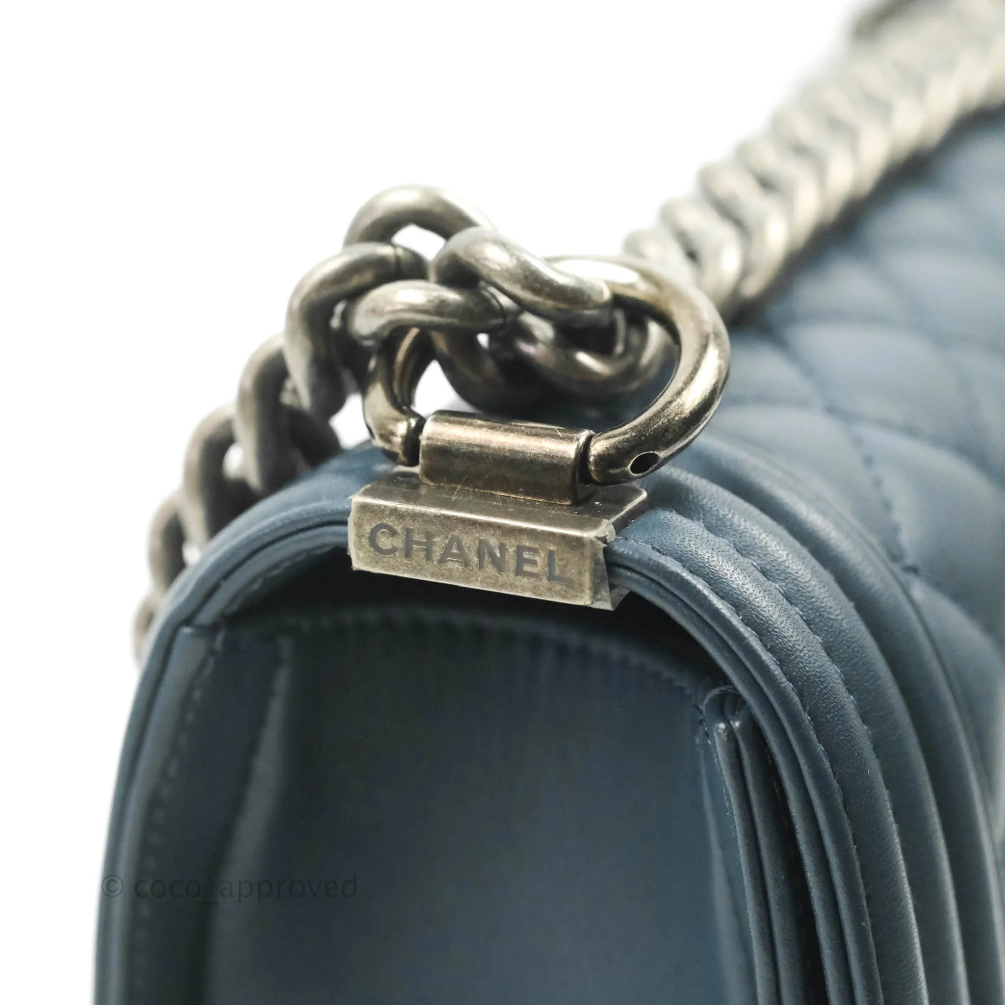 Chanel Boy Small Navy Calfskin Ruthenium Hardware
