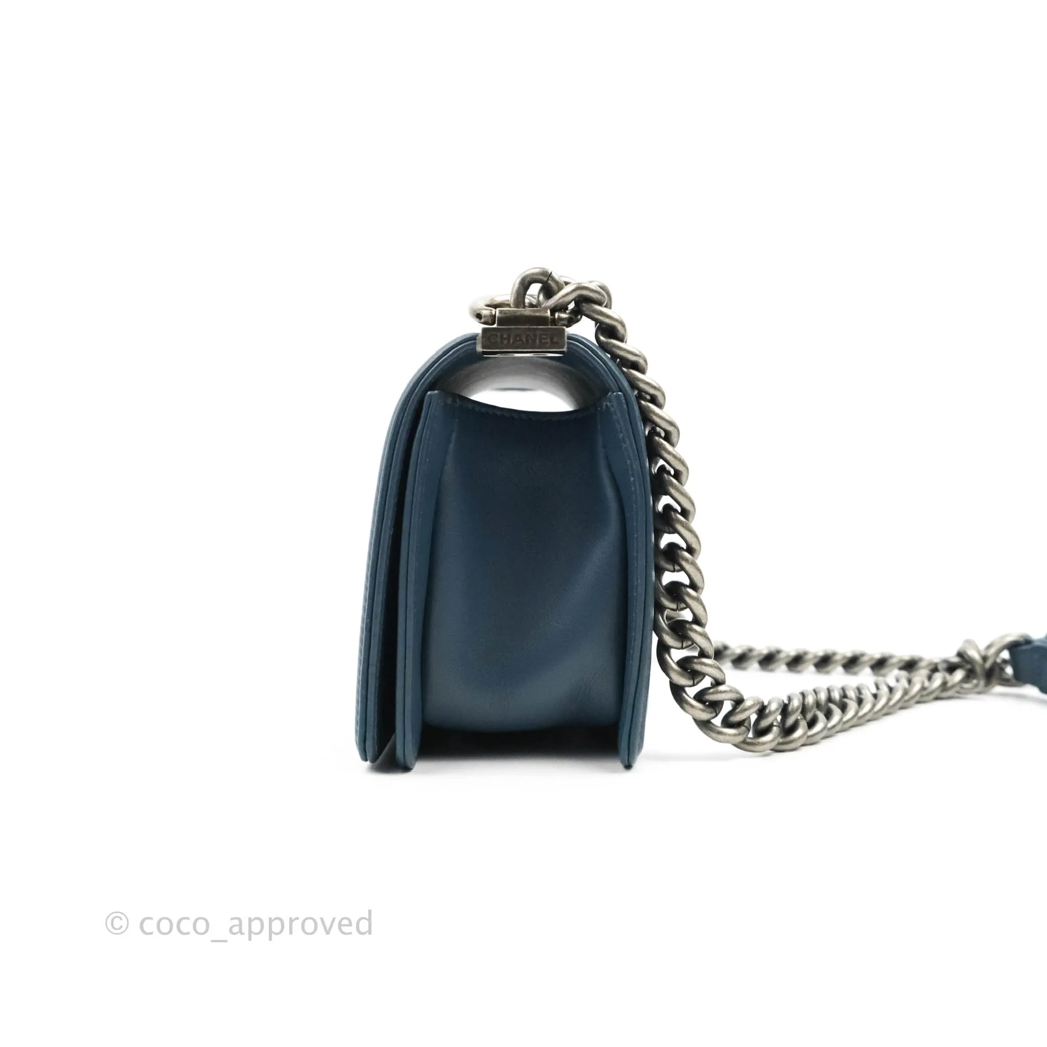 Chanel Boy Small Navy Calfskin Ruthenium Hardware