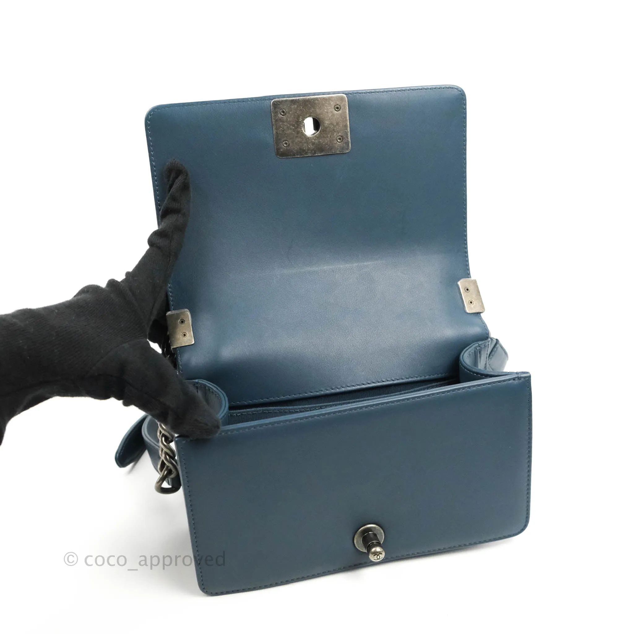 Chanel Boy Small Navy Calfskin Ruthenium Hardware
