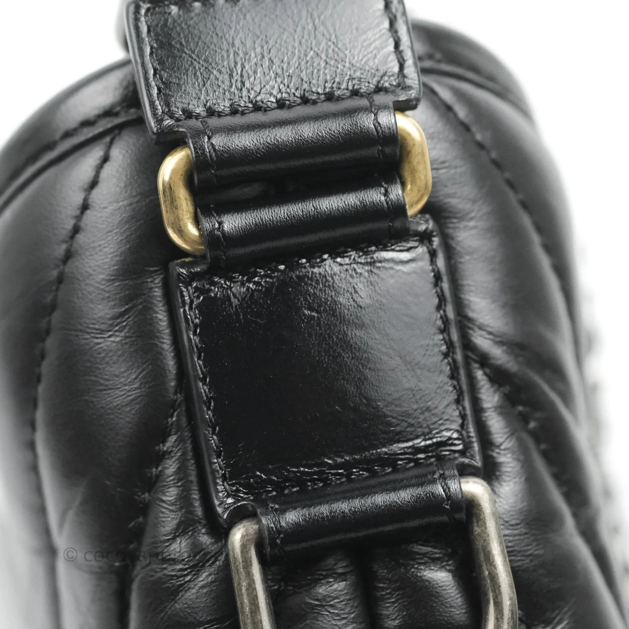 Chanel Calfskin Chevron Small Gabrielle Hobo Black Mixed Hardware