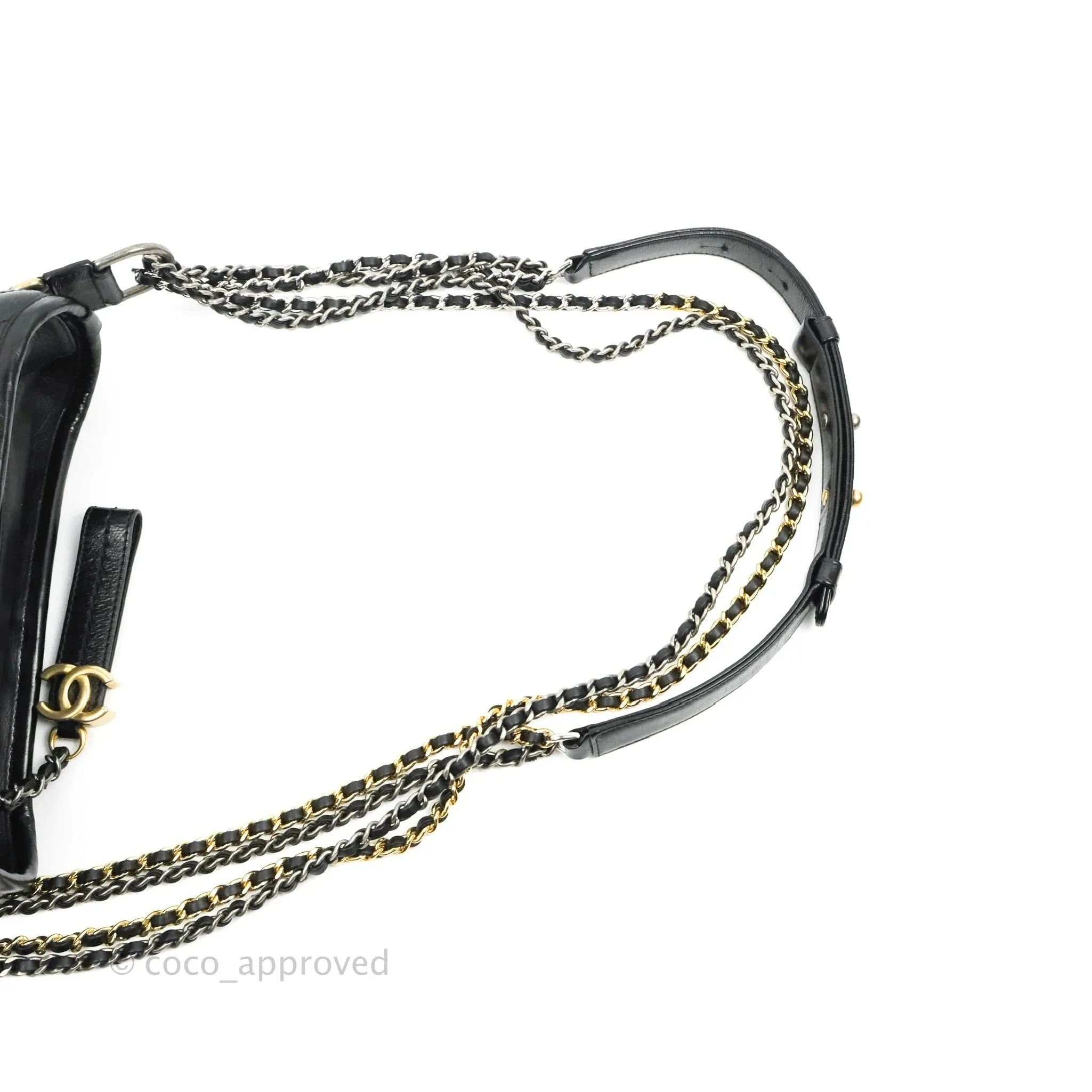 Chanel Calfskin Chevron Small Gabrielle Hobo Black Mixed Hardware
