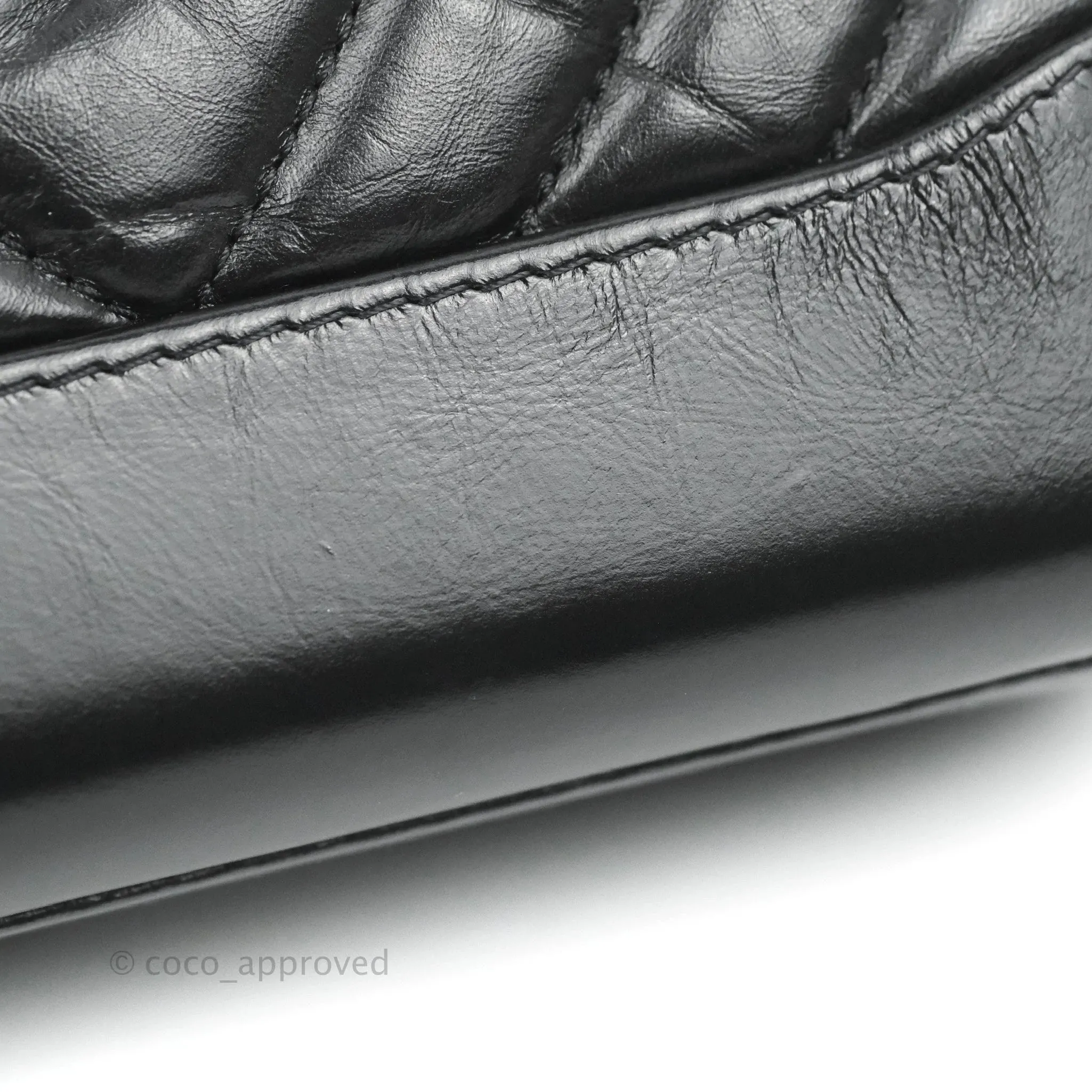 Chanel Calfskin Chevron Small Gabrielle Hobo Black Mixed Hardware