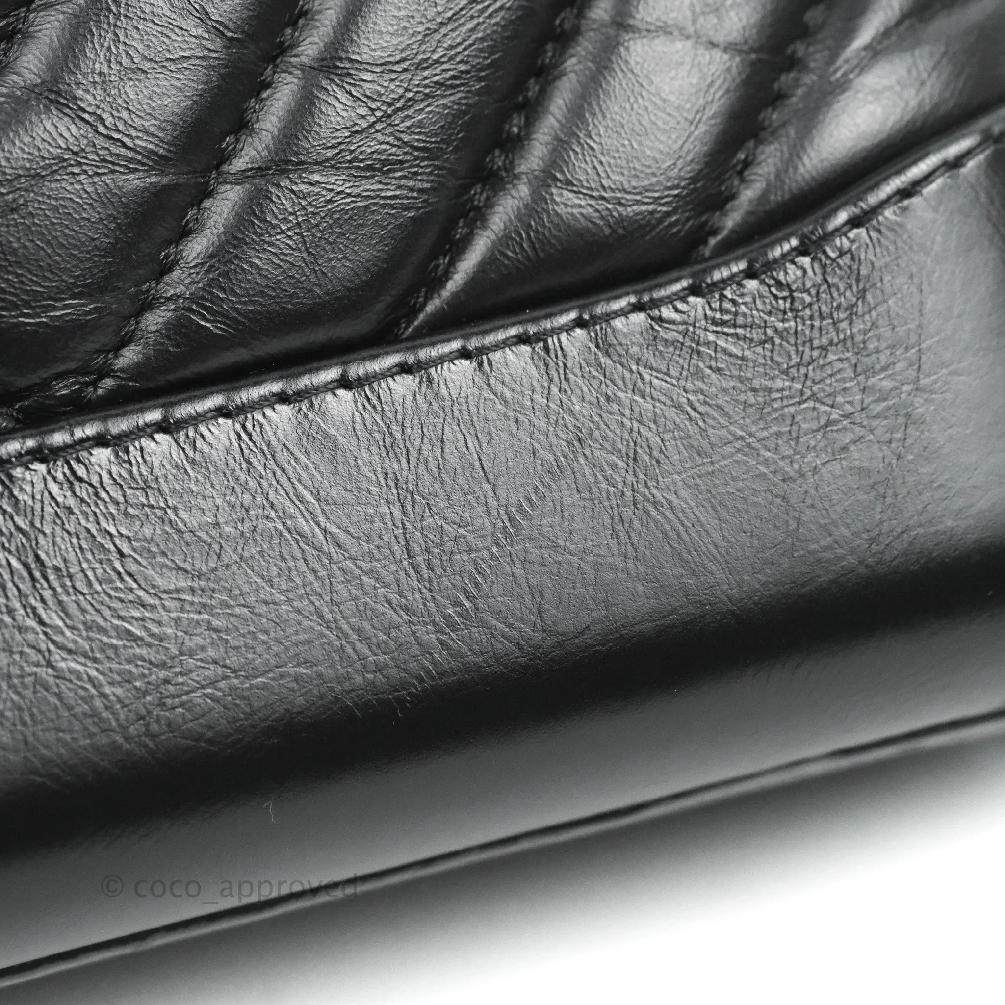 Chanel Calfskin Chevron Small Gabrielle Hobo Black Mixed Hardware