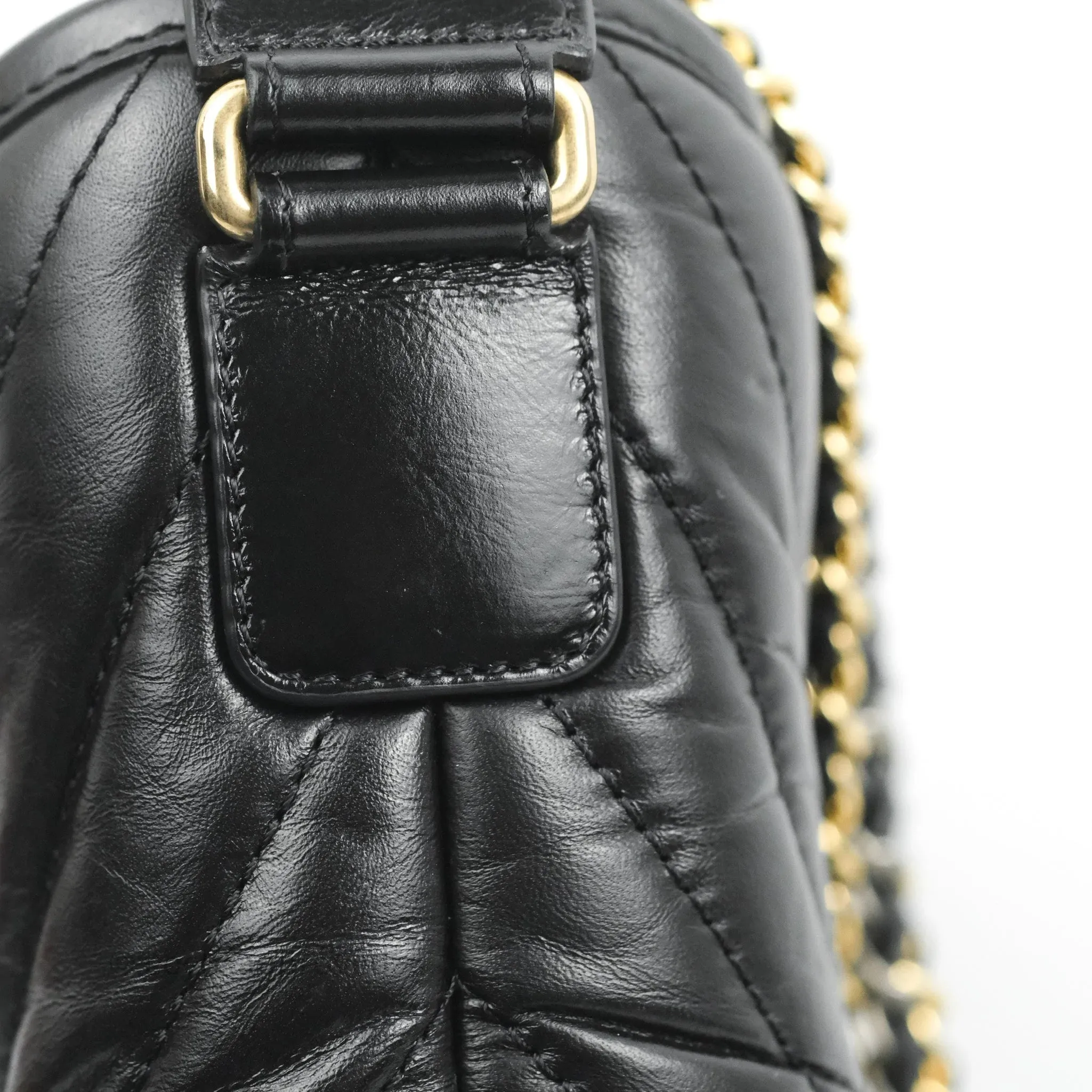 Chanel Calfskin Chevron Small Gabrielle Hobo Black Mixed Hardware