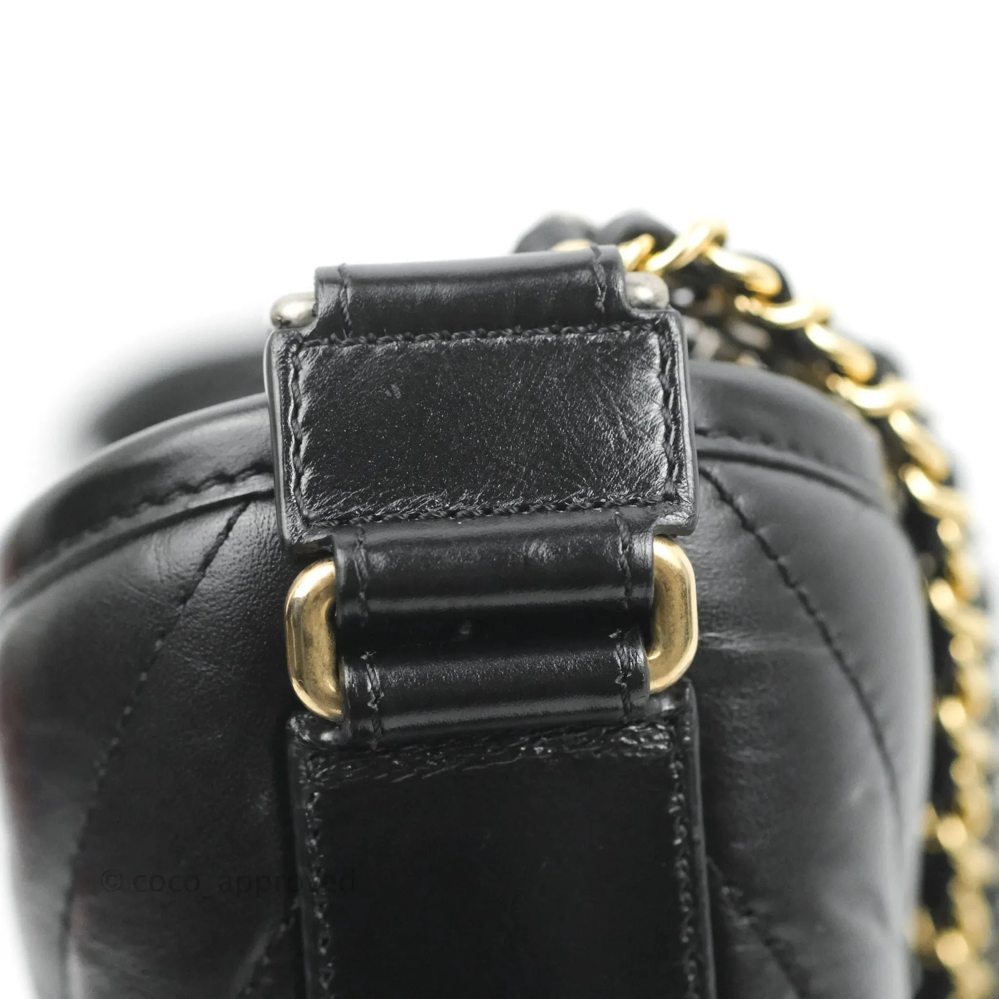 Chanel Calfskin Chevron Small Gabrielle Hobo Black Mixed Hardware