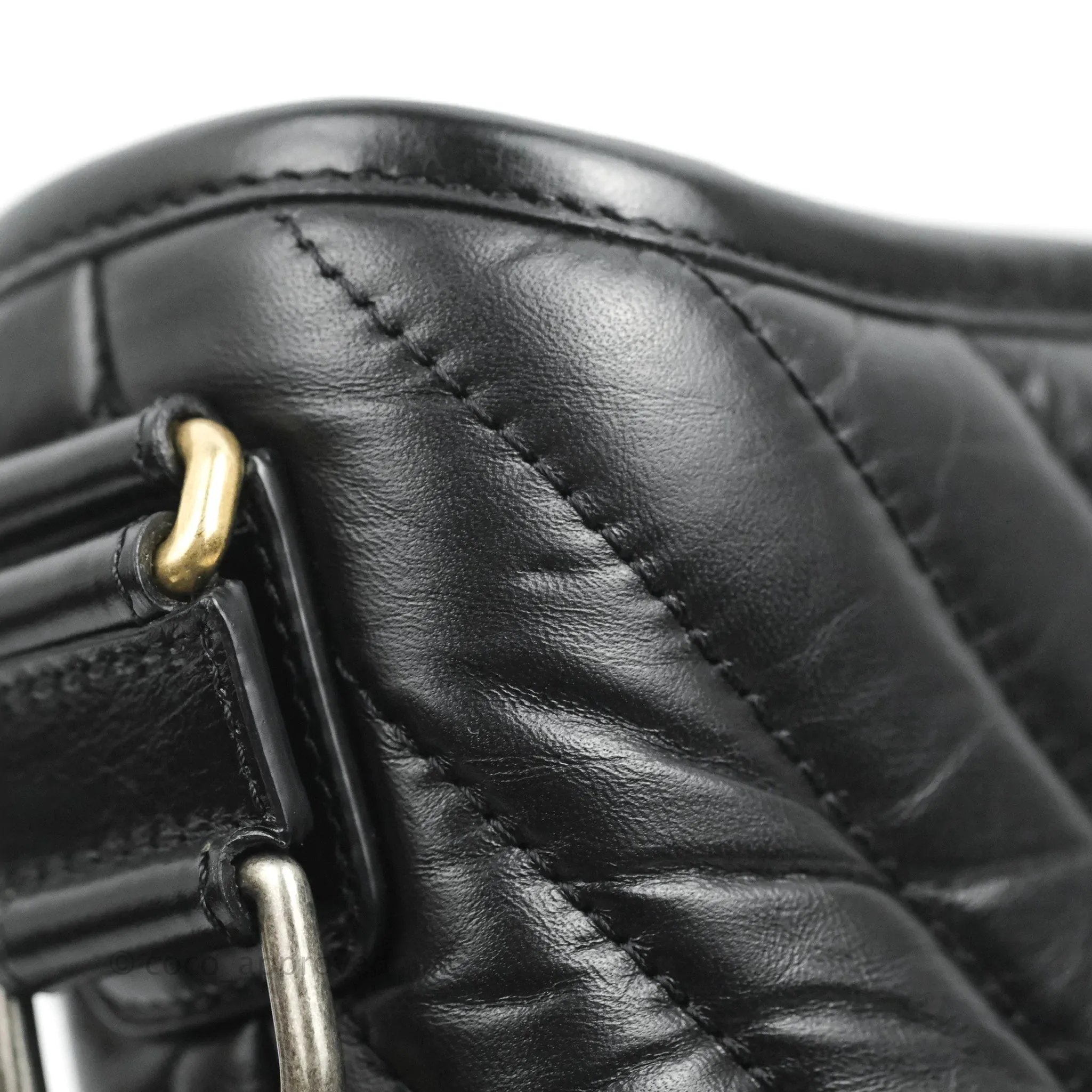Chanel Calfskin Chevron Small Gabrielle Hobo Black Mixed Hardware
