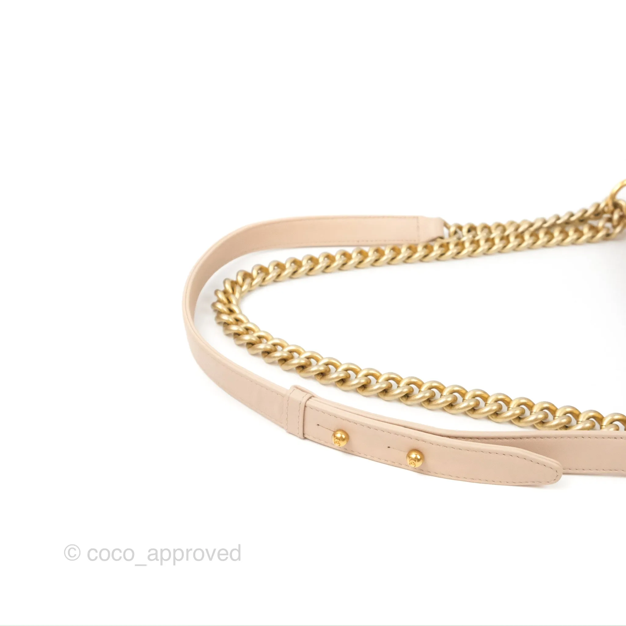 Chanel Chevron Medium Boy Beige Pink Suede Calfskin Aged Gold Hardware