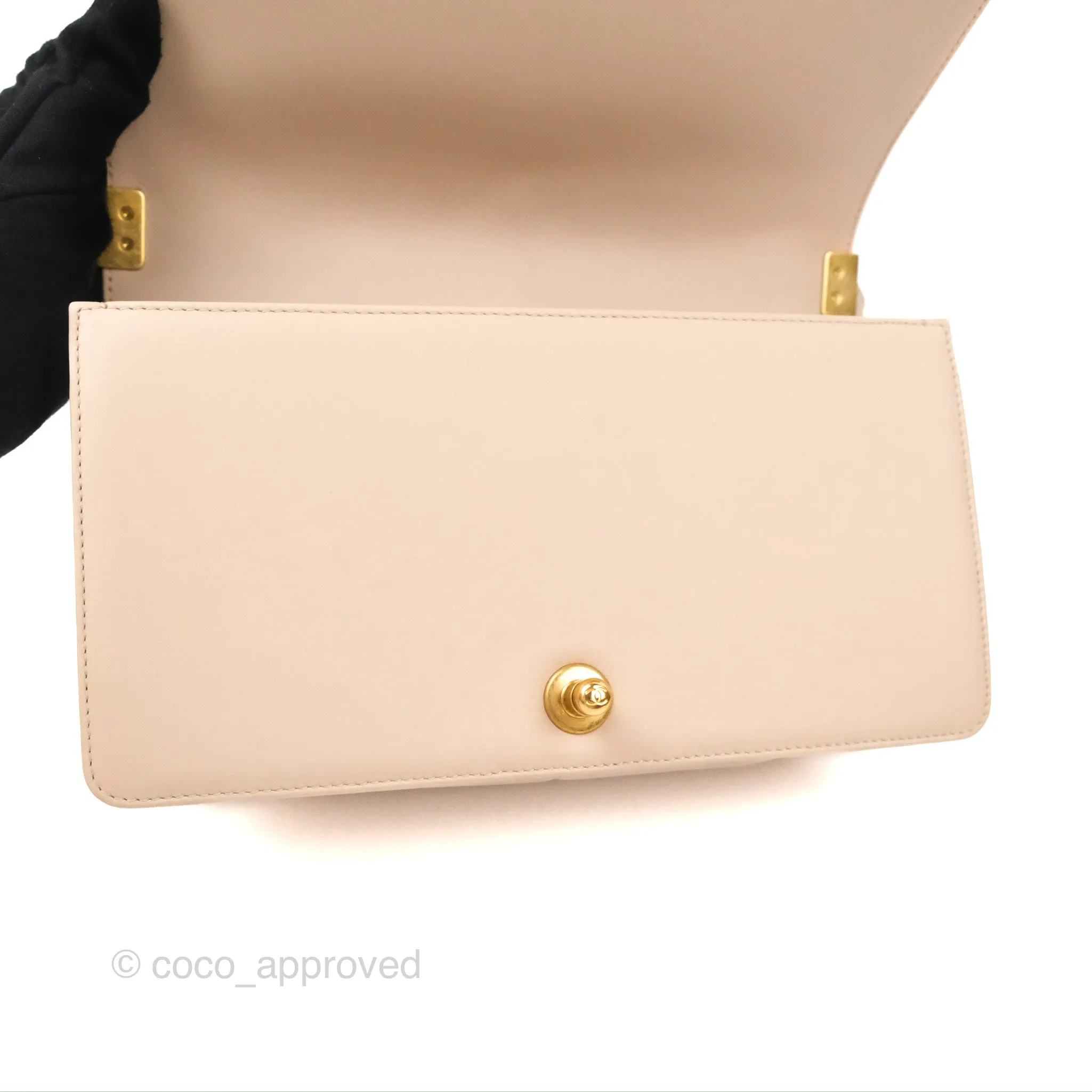 Chanel Chevron Medium Boy Beige Pink Suede Calfskin Aged Gold Hardware
