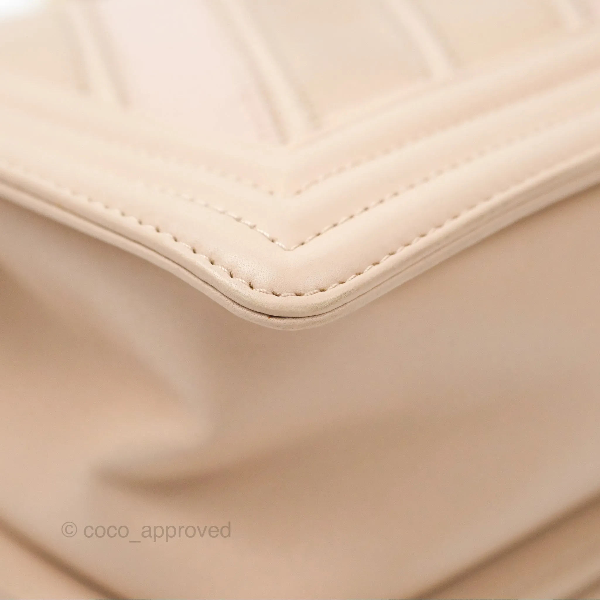 Chanel Chevron Medium Boy Beige Pink Suede Calfskin Aged Gold Hardware