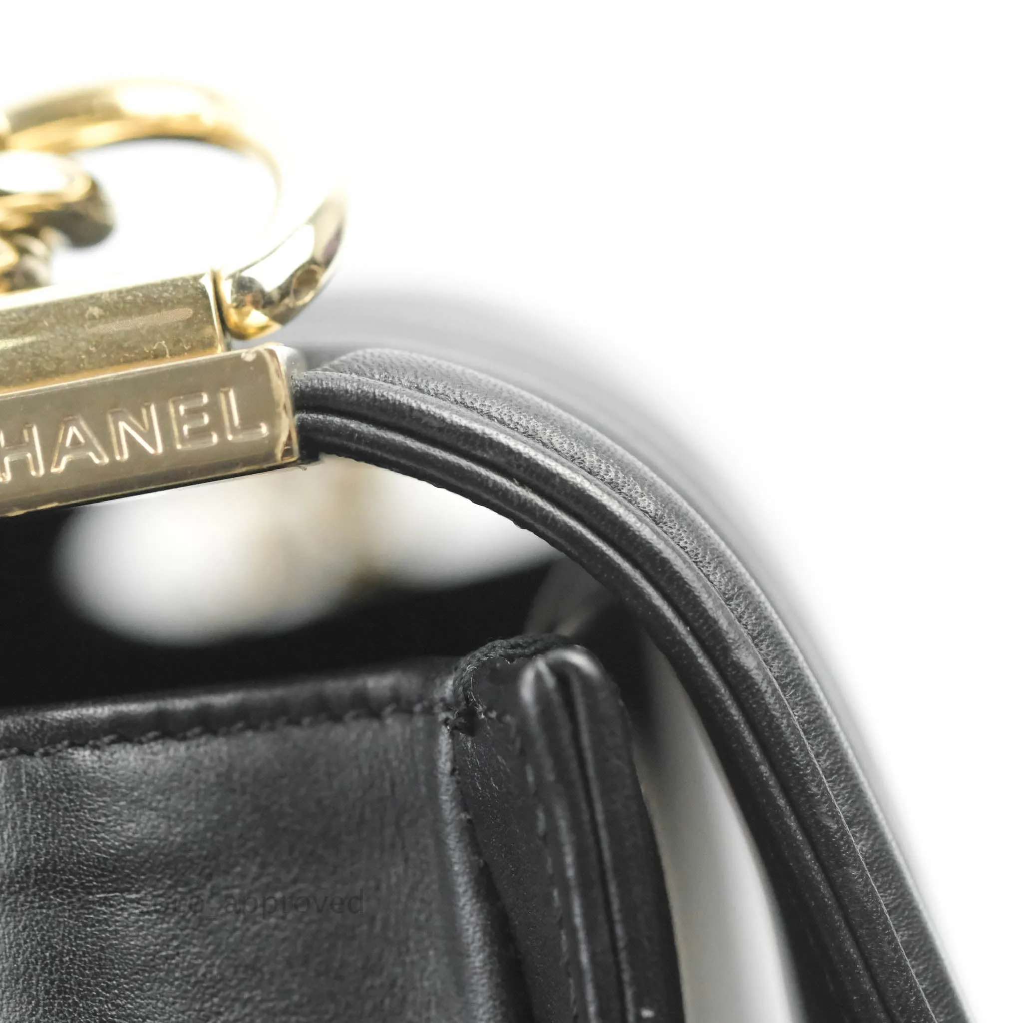 Chanel Chevron Medium Boy Black Calfskin Gold Hardware
