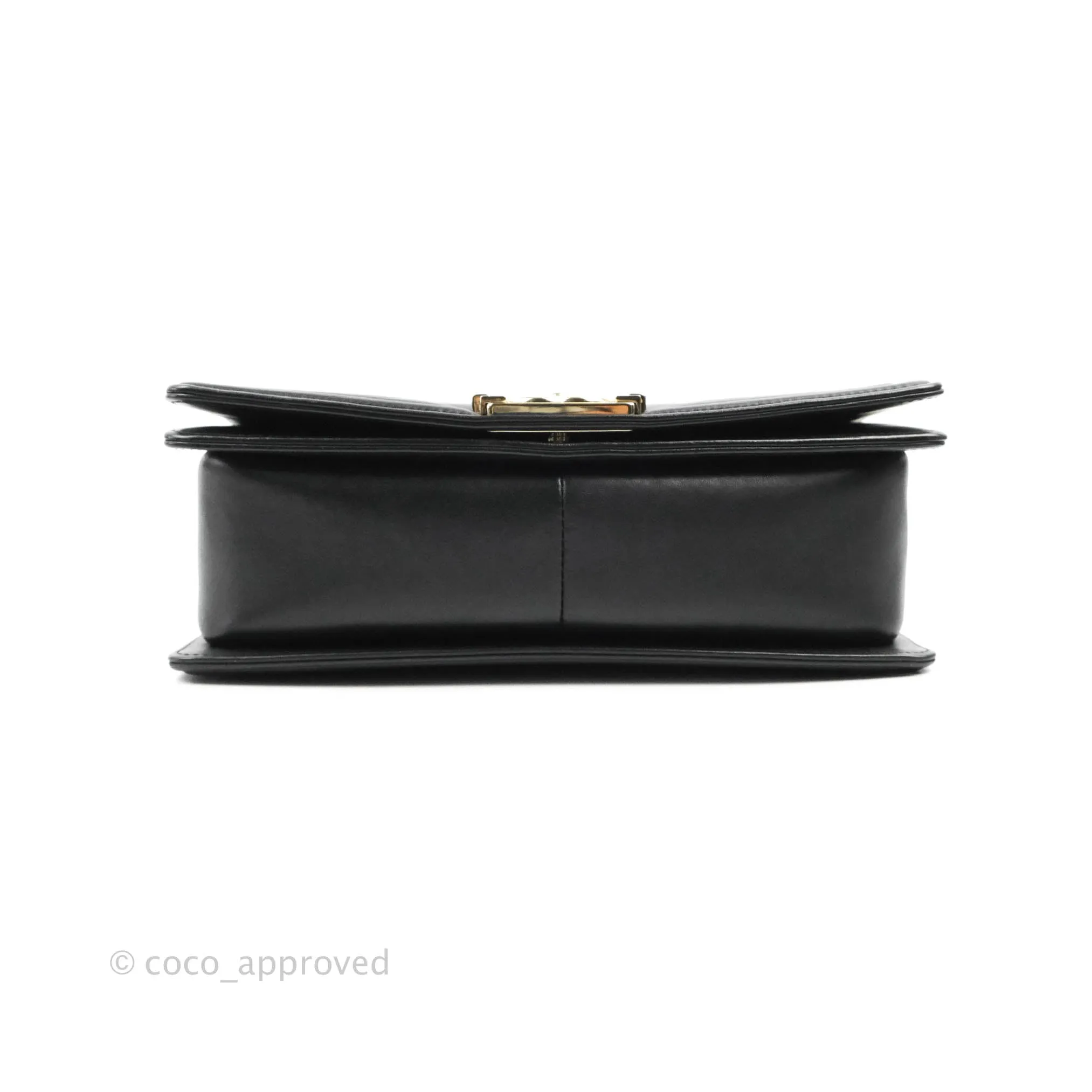Chanel Chevron Medium Boy Black Calfskin Gold Hardware