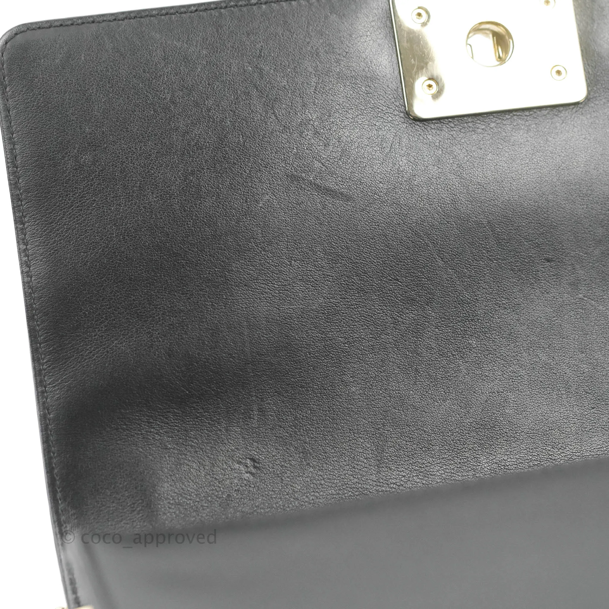 Chanel Chevron Medium Boy Black Calfskin Gold Hardware