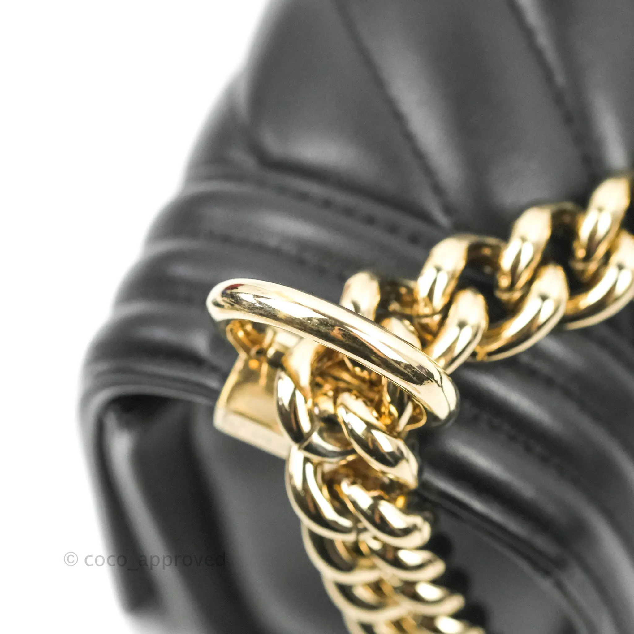 Chanel Chevron Medium Boy Black Calfskin Gold Hardware