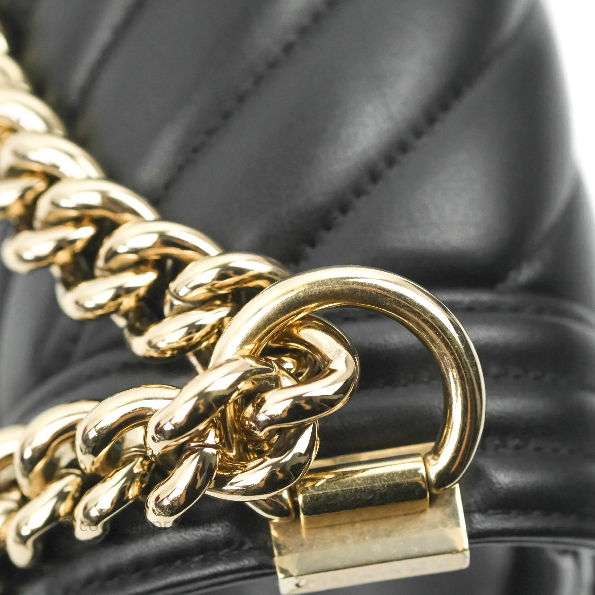 Chanel Chevron Medium Boy Black Calfskin Gold Hardware