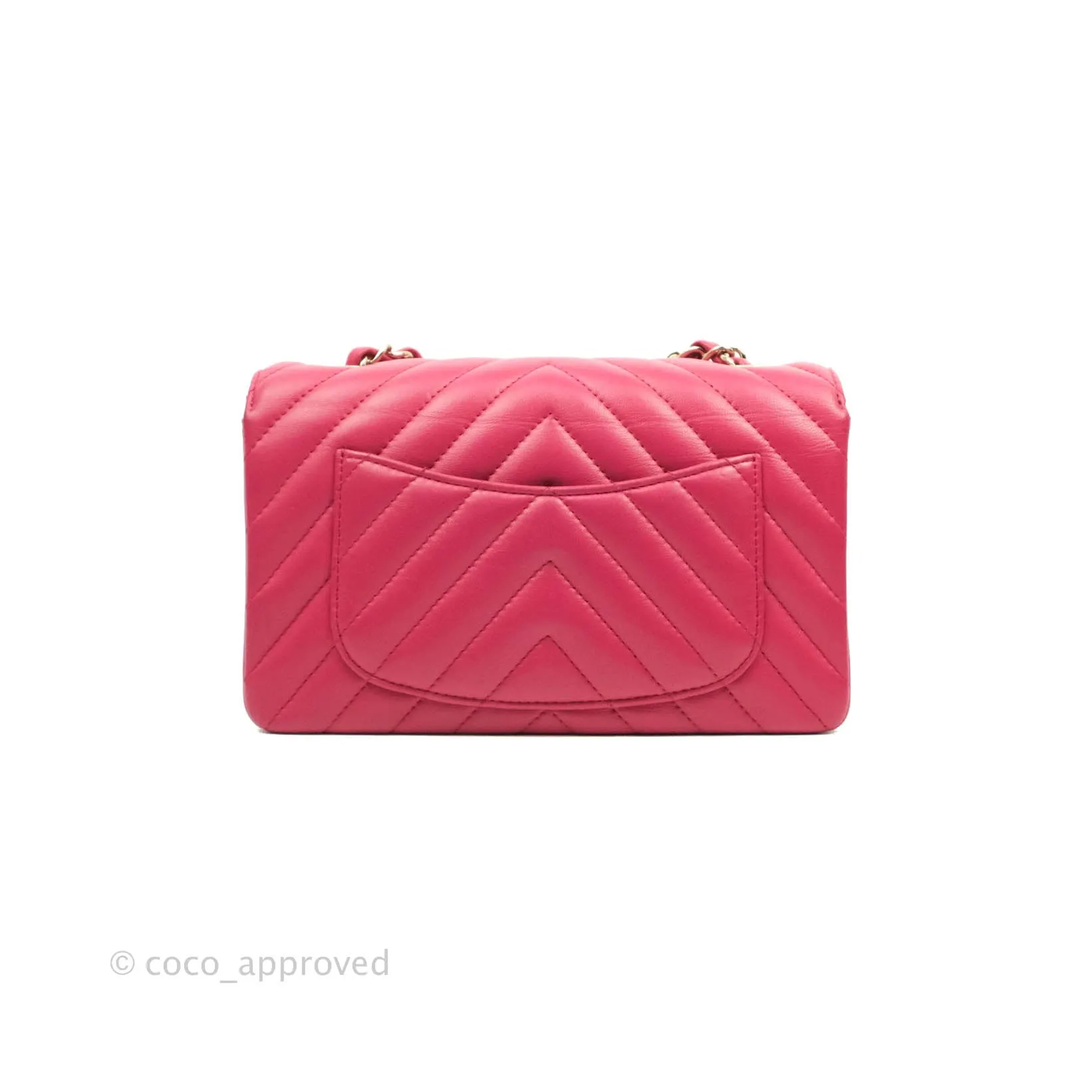 Chanel Chevron Mini Rectangular Flap Pink Lambskin Gold Hardware